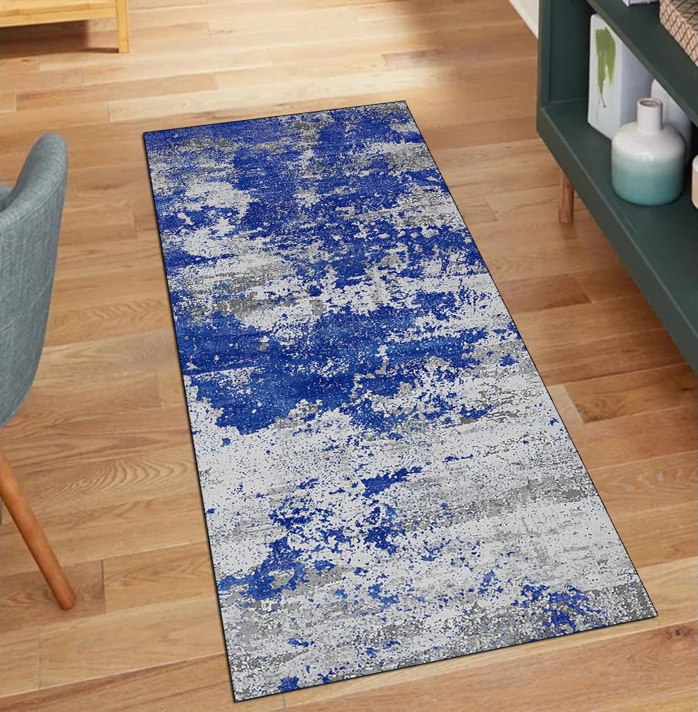 Alfombra de pasillo azul antideslizante 40x150 cm lavable para hogar