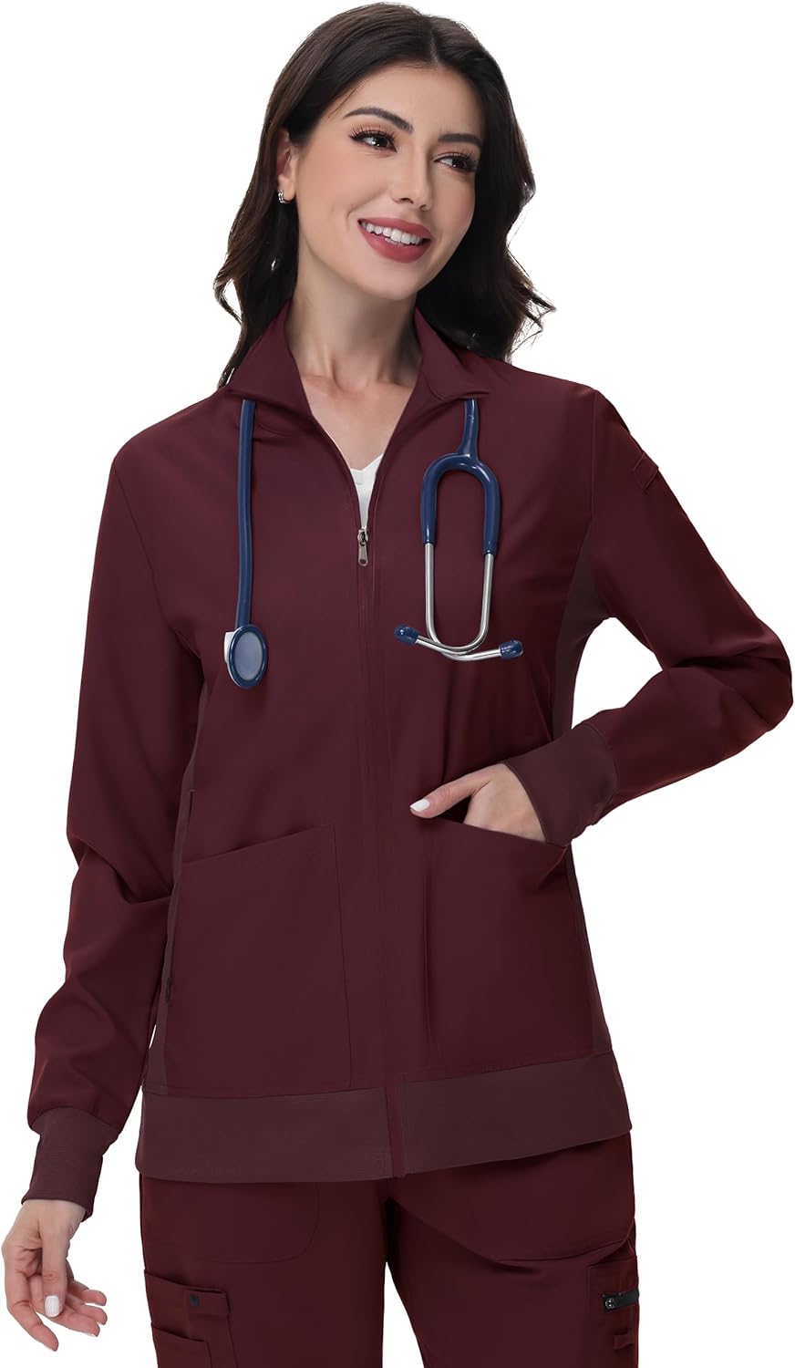 MIVEI Scrub Jackets for Woman Wine