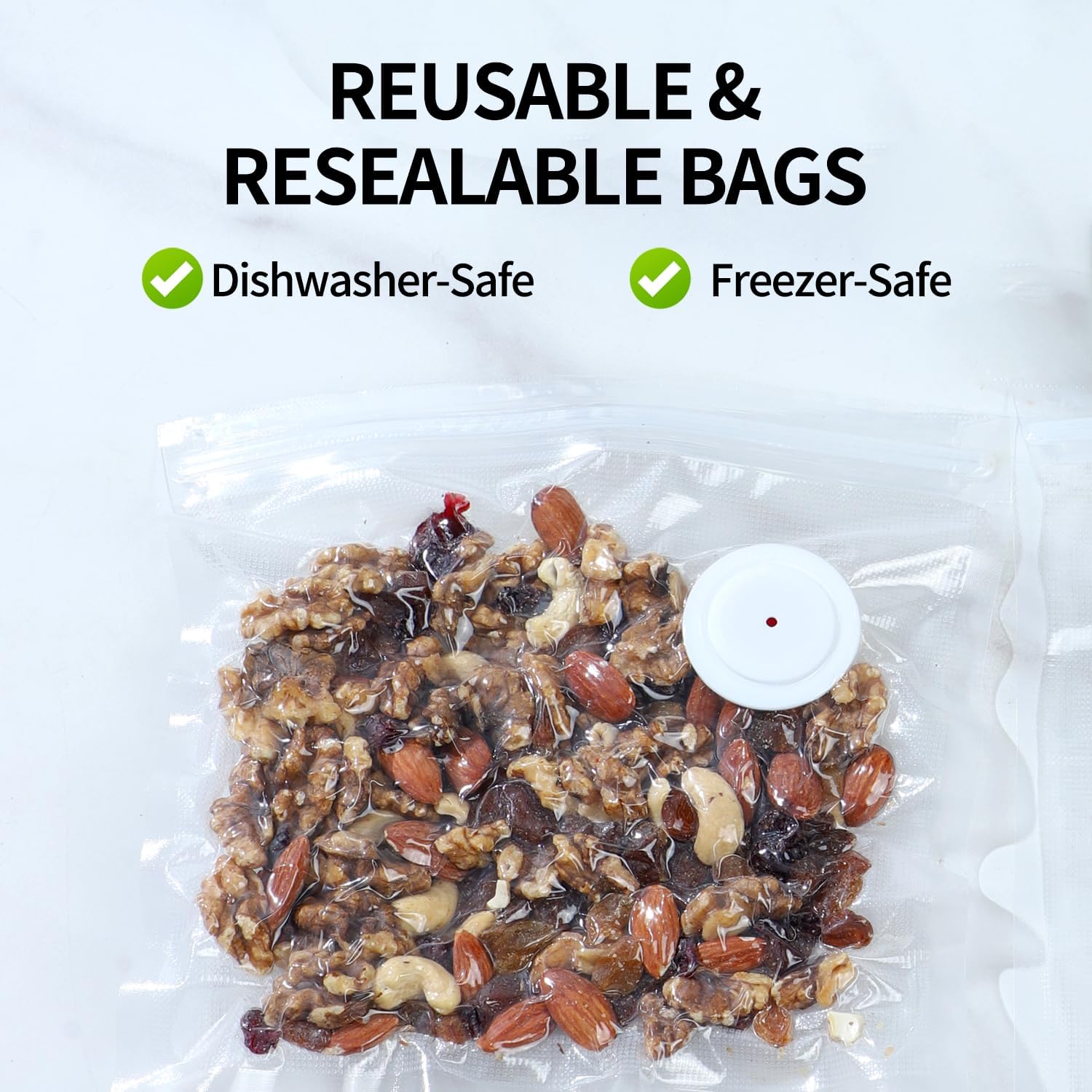 Vacuum Sealer Machine with Strong Suction Digital Display Aluminum Alloy Body Double Battery Capacity 30 Bags Included for Food Storage Sous Vide Silver