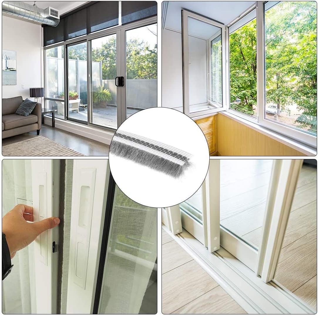 XYWHPGV Brush Sealing Strip, 15M/49.2Ft Card Slot Sealing Strip, Stacking Seal Door Sweep Brush for Door Window, W Silicone Film, 5x8mm/BxH(fdb43 6f1d1 2c385 6da5e 75c29 9e80e