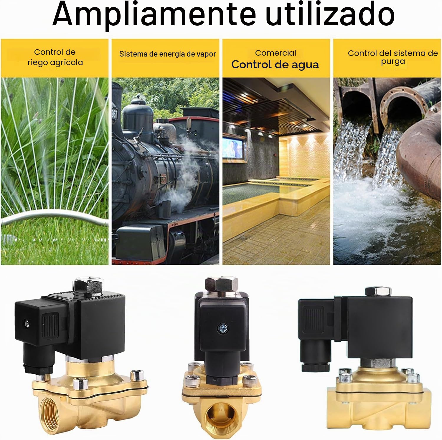 Electroválvula de latón, válvula magnética eléctrica, válvula solenoide de latón, control directo para agua y aire, 1" 220 V CA
