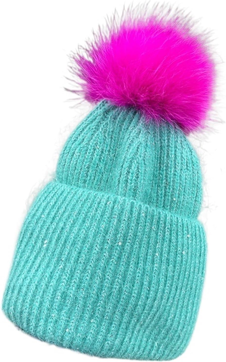 Women's Pompom Beanie - Big Size Winter Warm Knit Hat for Travel