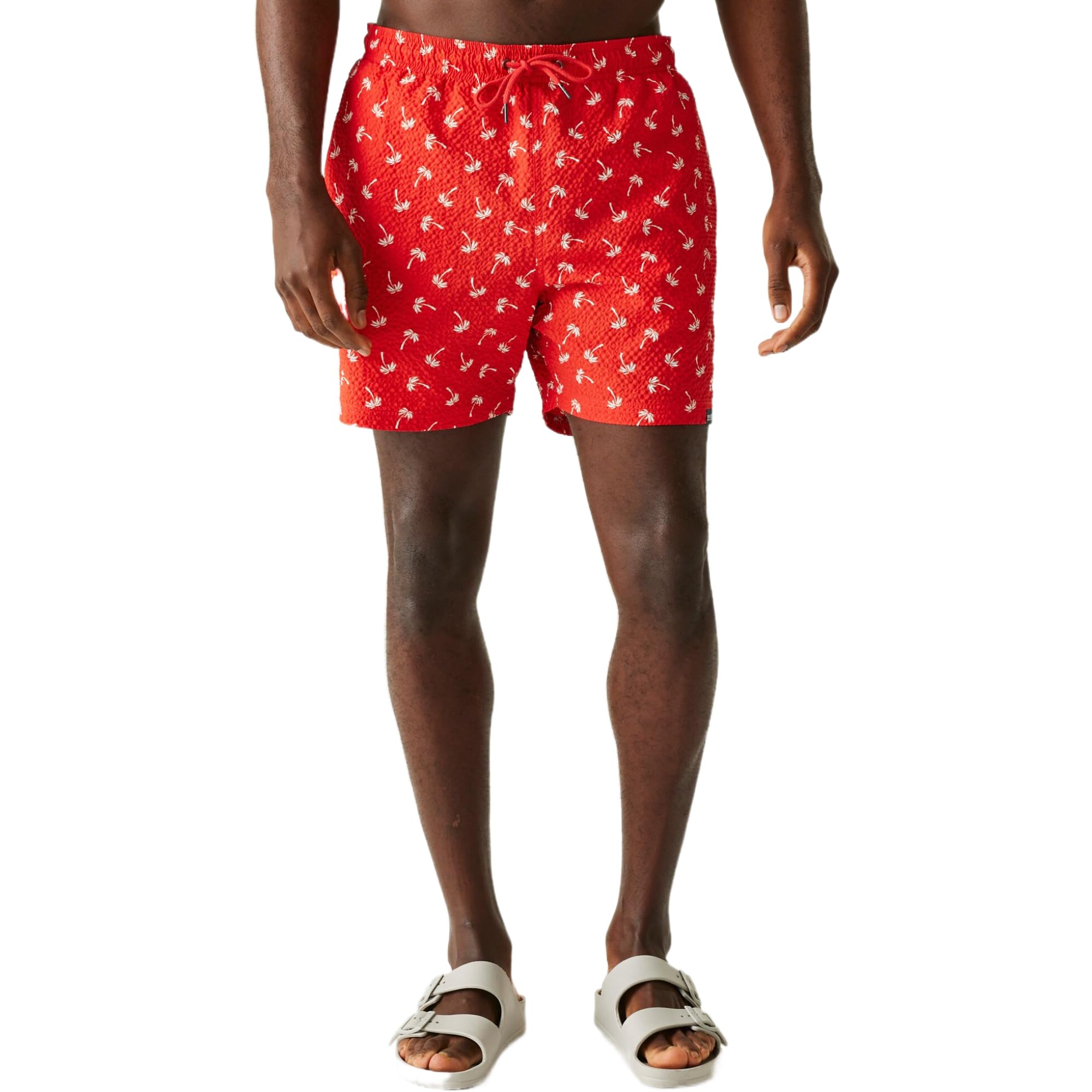 Regatta Men's Poppy Red Palm Seersucker Co-Ord Loras Swim Shorts
