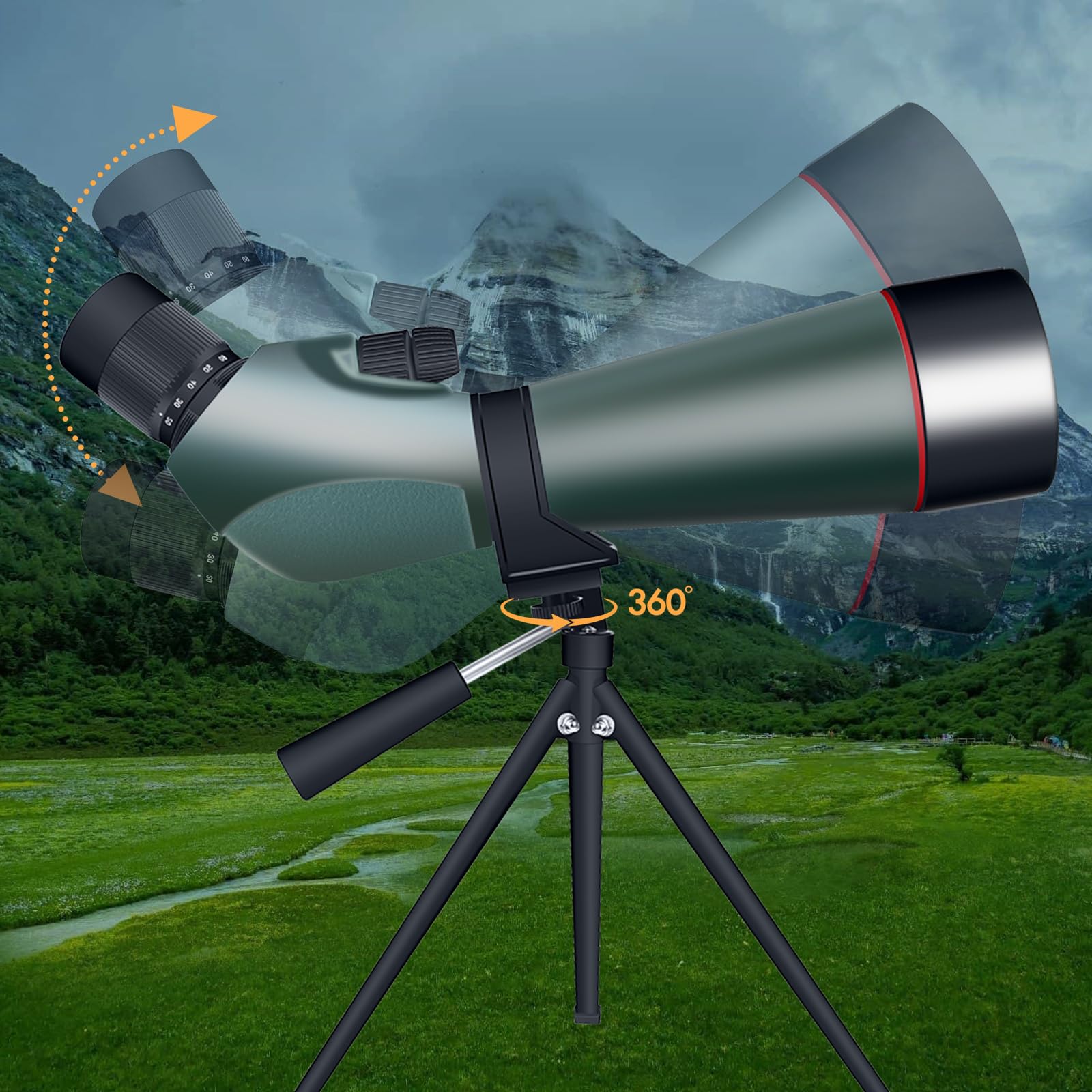 Spotting Scope CLAVOLO HD 20-60x60mm With Tripod & Phone Adapter - BAK4 Prism, Waterproof BAK4 Prism Waterproof Scope - View #2