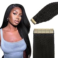 Vista 138 de Lashey Extensiones de Cabello Humano con Cinta Adhesiva Negro Natural 100% Remy Cabello Humano Liso Extensiones de Cabello con Cinta Largas de 24