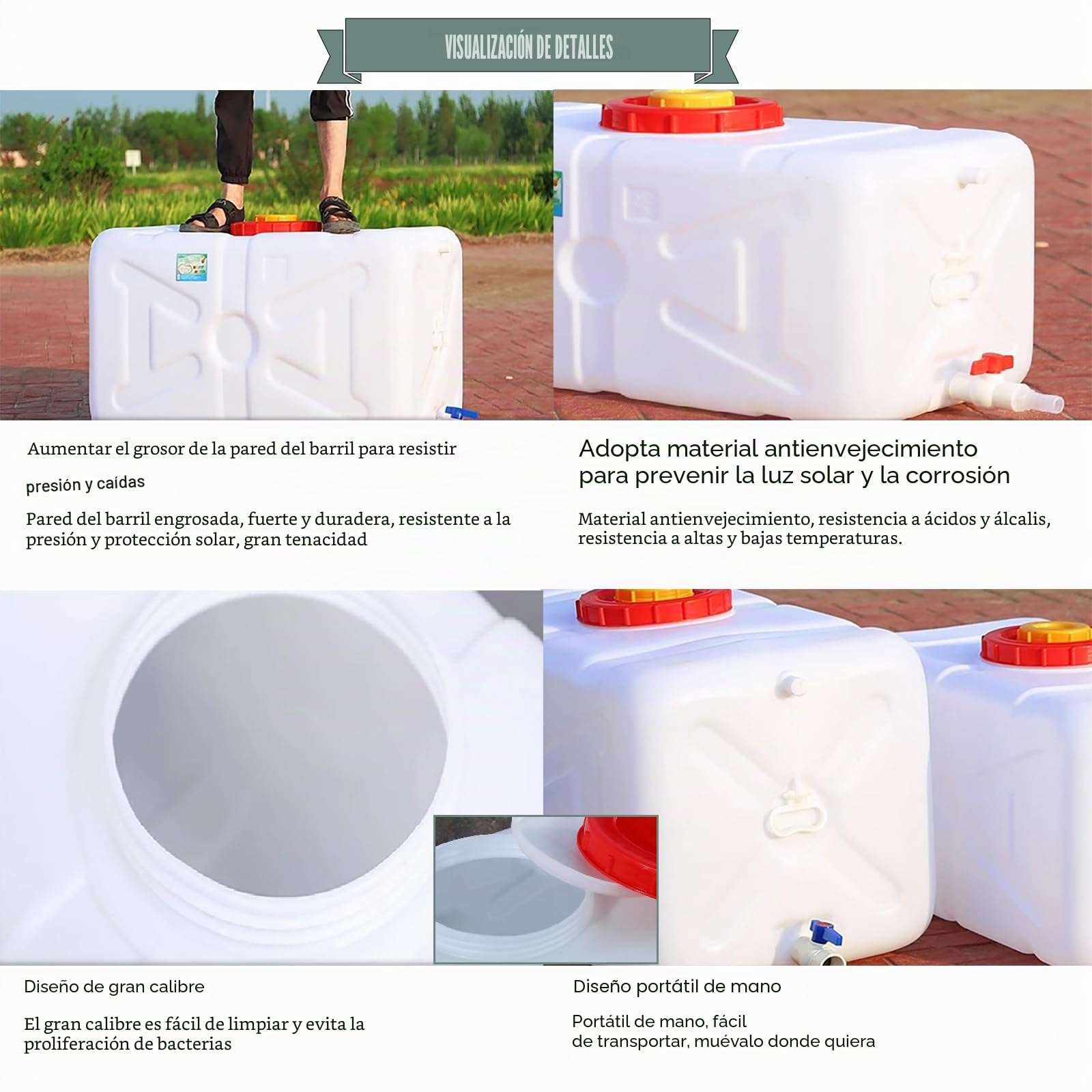 Cubo Agua Doméstico Duradero para Almacenar Agua Fácil Y Contenedores Agua Plástico Portátiles Depósito Agua para Acampar Al Aire Libre RV Esenciales Auto-conducción