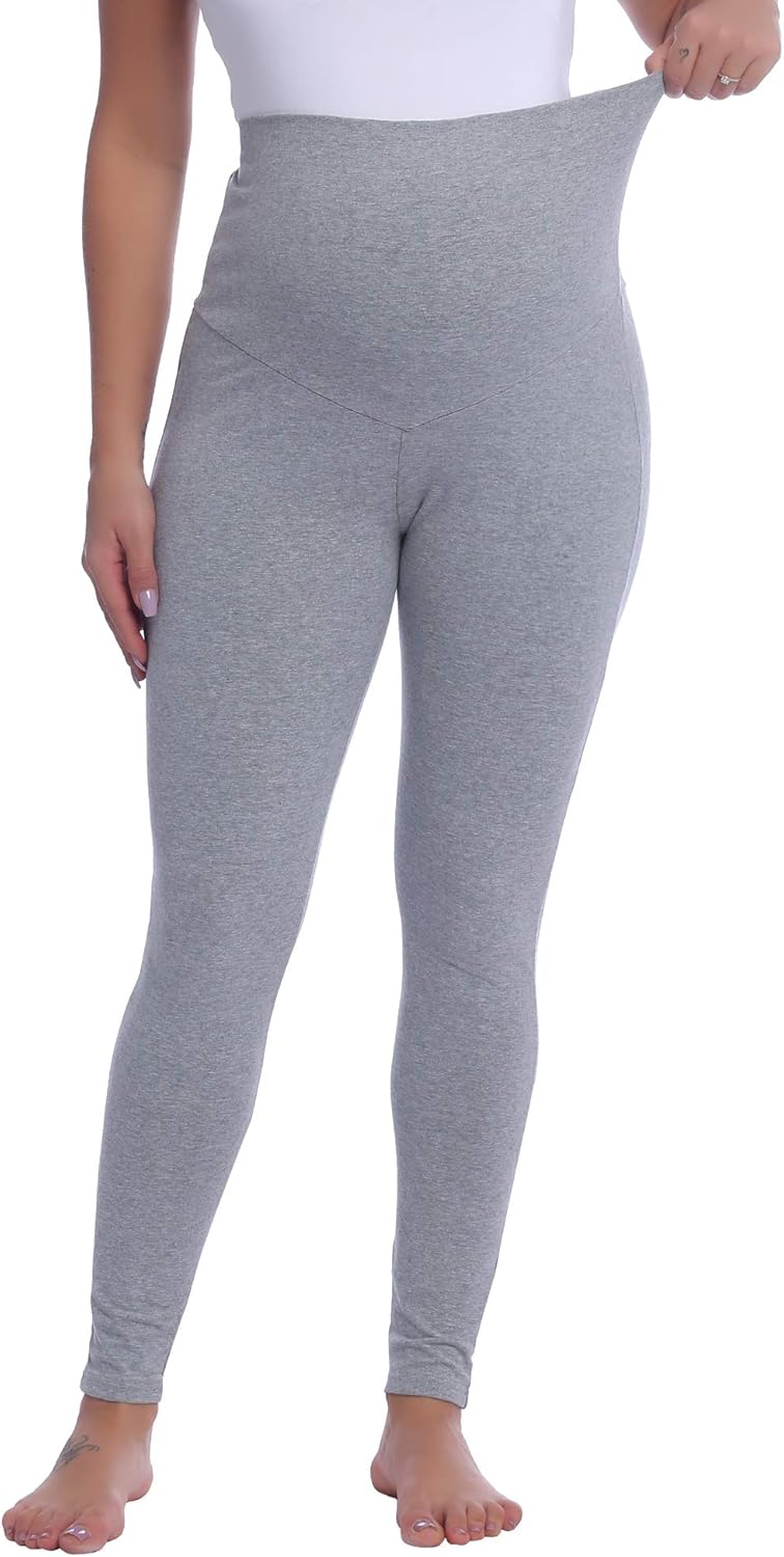Joyaria Womens Cotton Maternity Leggings Pants Over The Belly Pregnancy Active Wear Workout Yoga Tights Pants S-XXL - Image 5