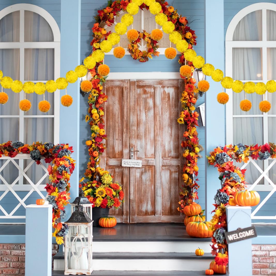 Day of the Dead Marigold Garland, 53 Inch Artificial Orange & Yellow Flower Garland for Día de los Muertos Decorations - Image 4