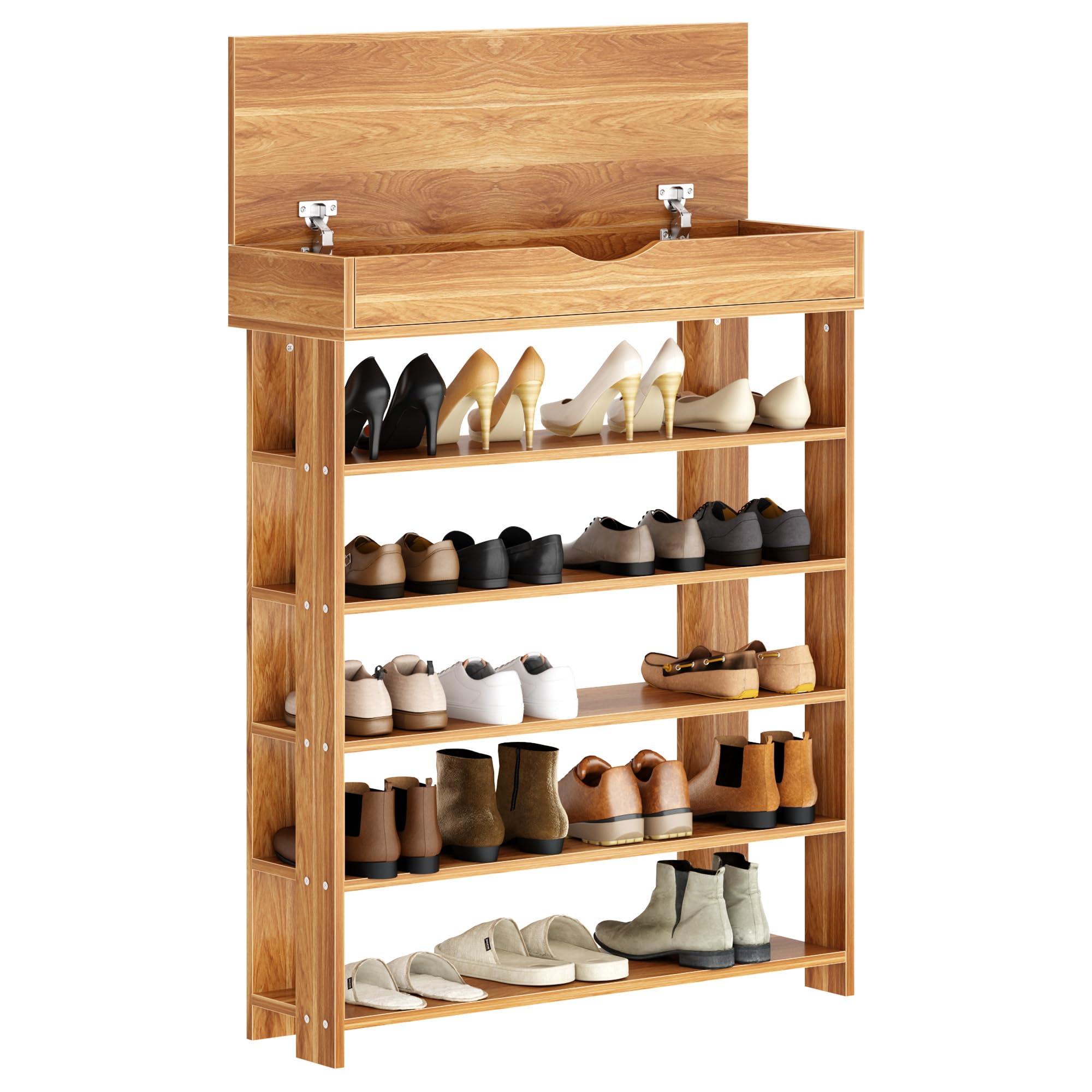 SDHYL Schuhregale Flur Schuhschrank Schmal mit 5 Ebenen 75 x 30 x 94 cm Schuhaufbewahrung Flur Organizer für Eingangsbereich, Diele, Treppenhaus, Wohnzimmer, Schlafzimmer Teck