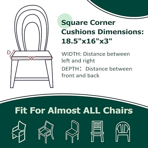 Miniatura 6 de HARBOREST Juego de 4 cojines para sillas de exterior, cojines cuadrados impermeables para muebles de patio - Cojines para muebles de patio con