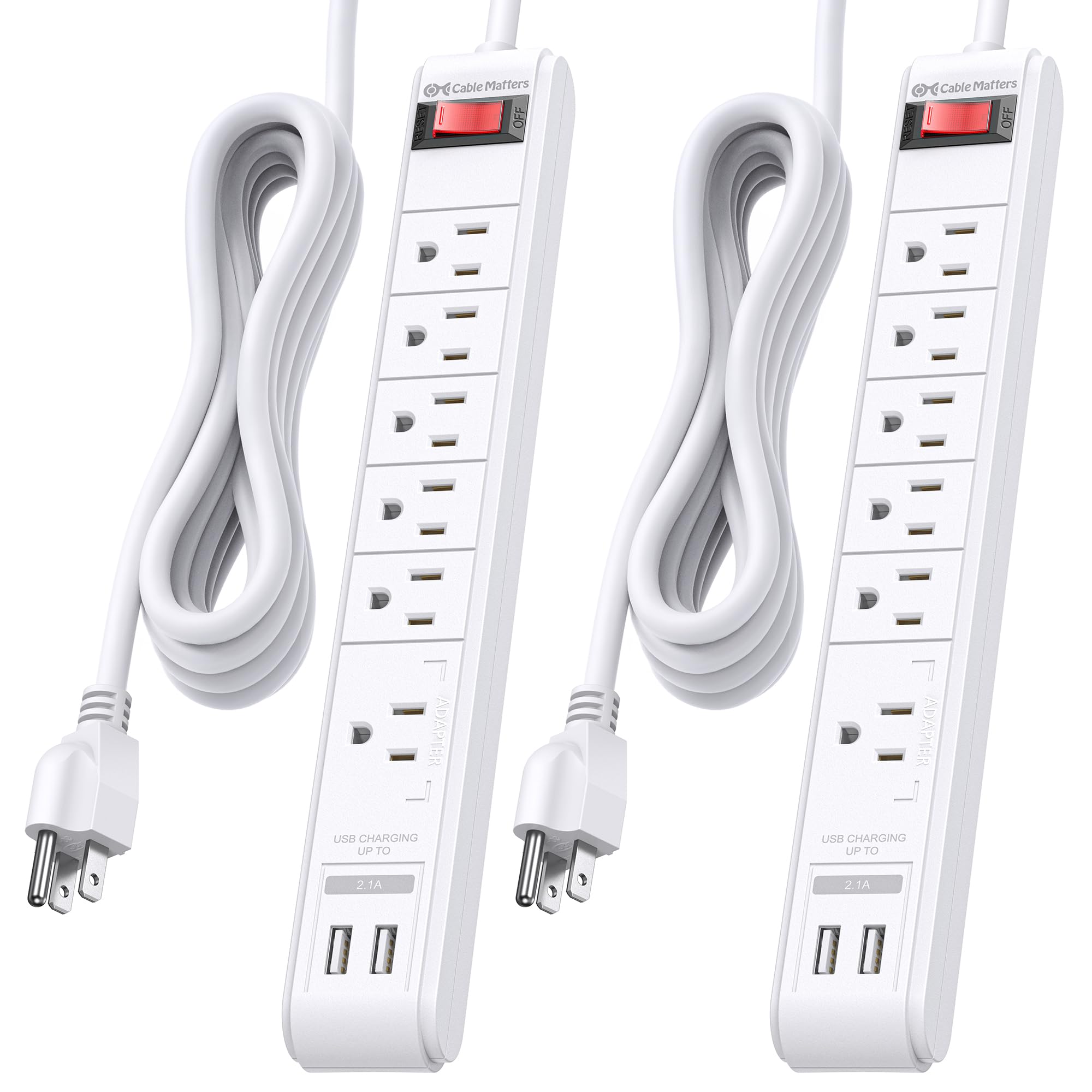[ETL Listed] Cable Matters 2-Pack 6-Outlet Surge Protector, 8ft — Amazon image 10