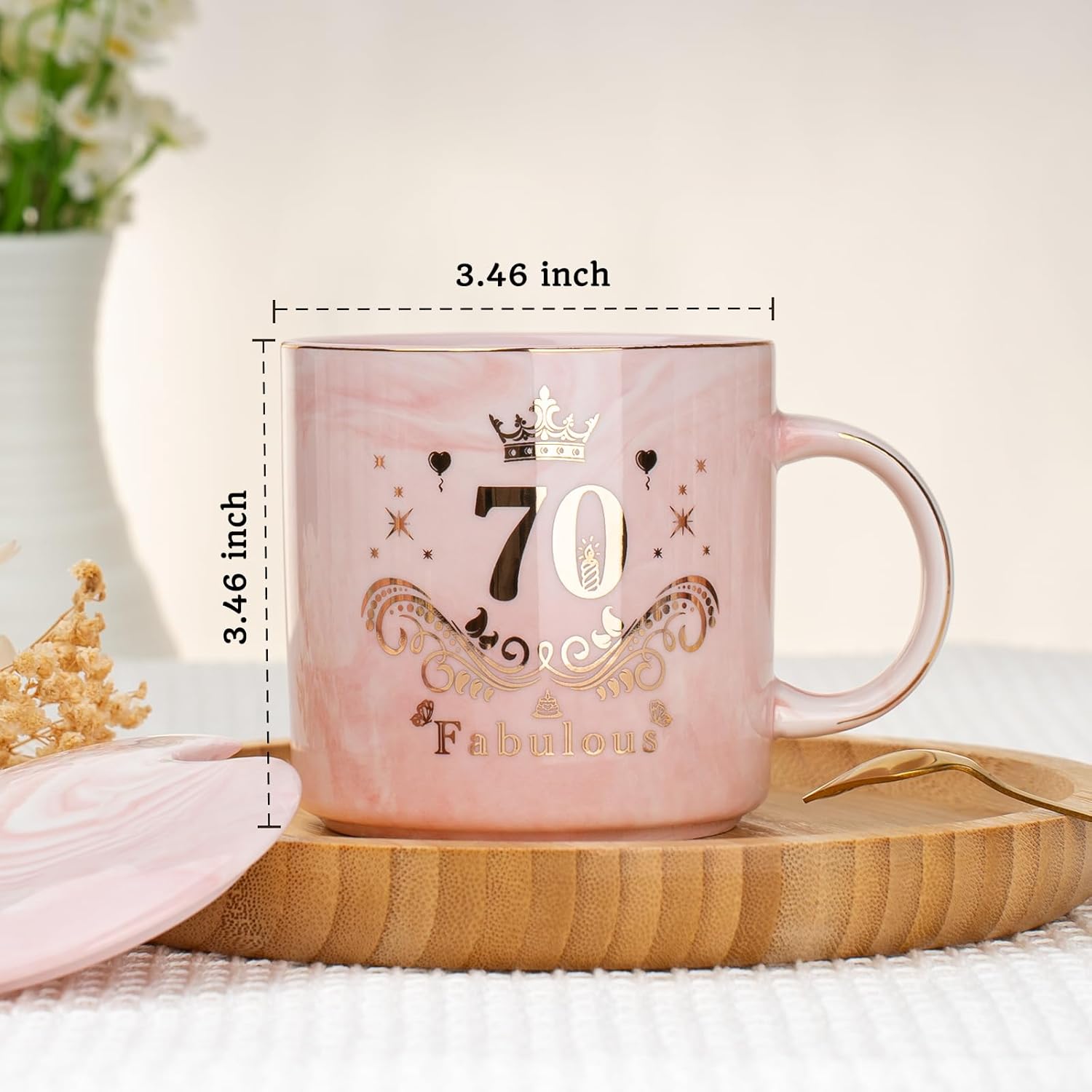 70th Birthday Gifts for Women Marble Coffee Mug Gifts for 70 Year Old Woman, Unique 70 Year Old Birthday Decorations For Women Grandma Mum Wife, 70 th Birthday Gift Ceramics Mug, 14Oz Cup Gift Boxed - Image 2
