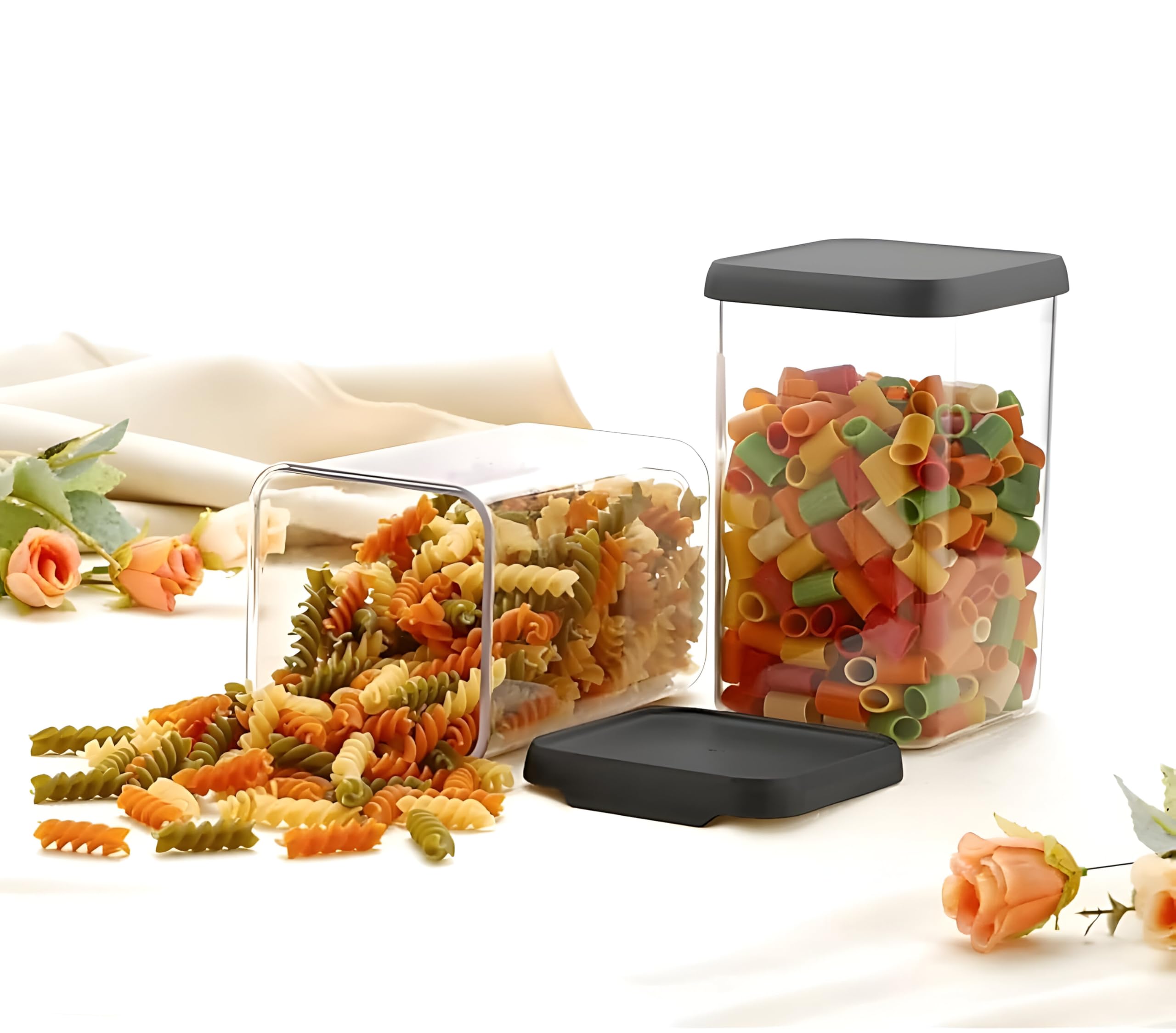 Homeor Juego de tarros y recipientes de plástico herméticos sin BPA para almacenamiento de cocina, organizador de cocina y juego de almacenamiento de cocina, organizador de despensa, tarro multiusos