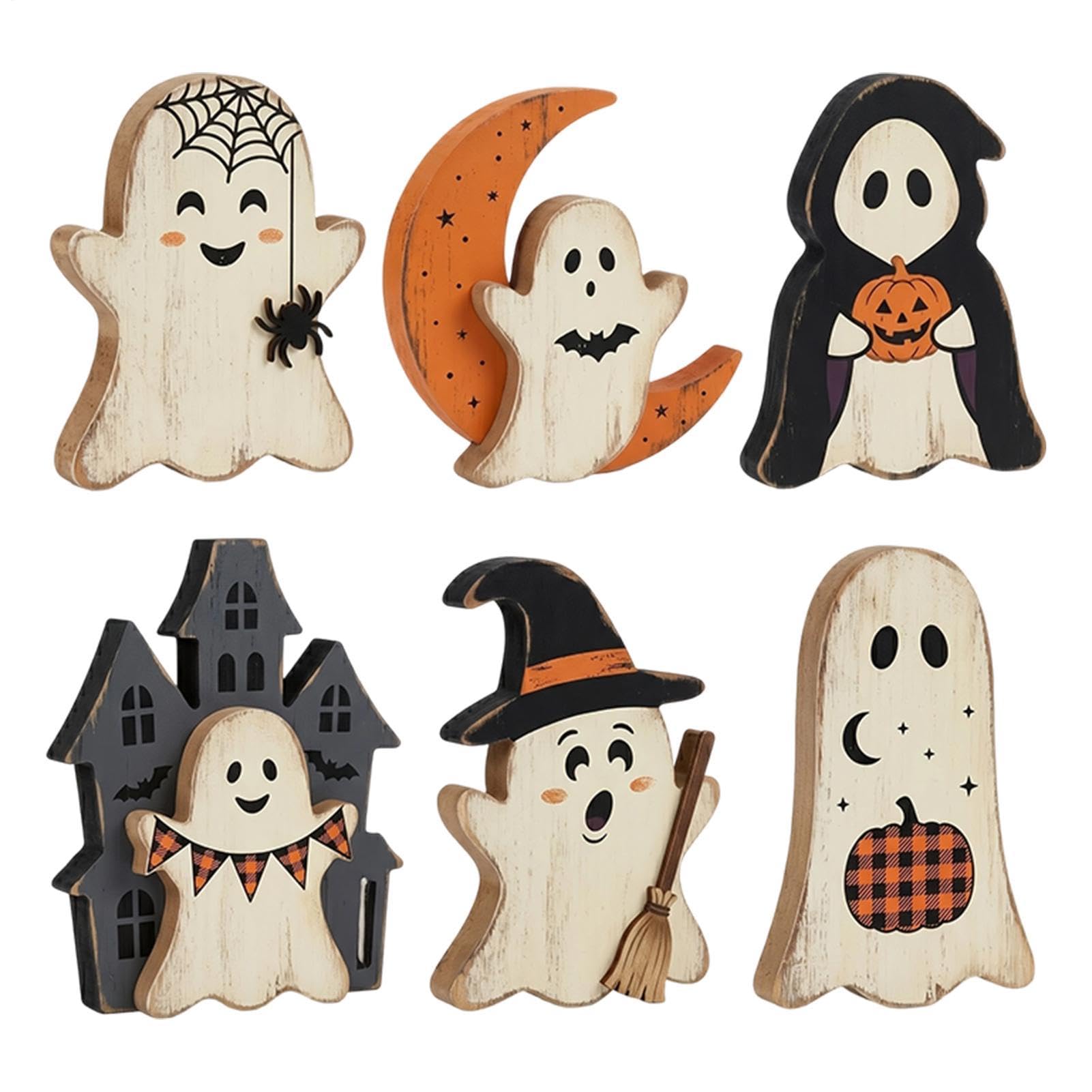 Halloween dekoracja tacy piętrowej Straszna, Upiorna, Ręcznie Wykonana | Upiorne Znaki Centralne Z Duchem Na Ganek Do Domu Do Salonu W Farmhouse Korytarz