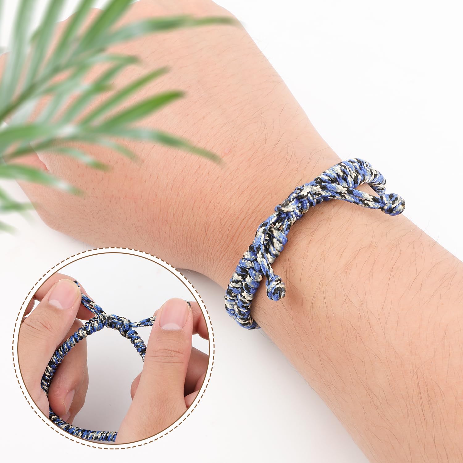 6szt Bransoletek Przyjazni Paracord, Wielokolorowe Meskie Plecione Bransoletki Przyjazni Nastoletnie Wypelniacze Ponczoch Plecione Bransoletki Paracord do Wspinaczki na Swiezym Powietrzu