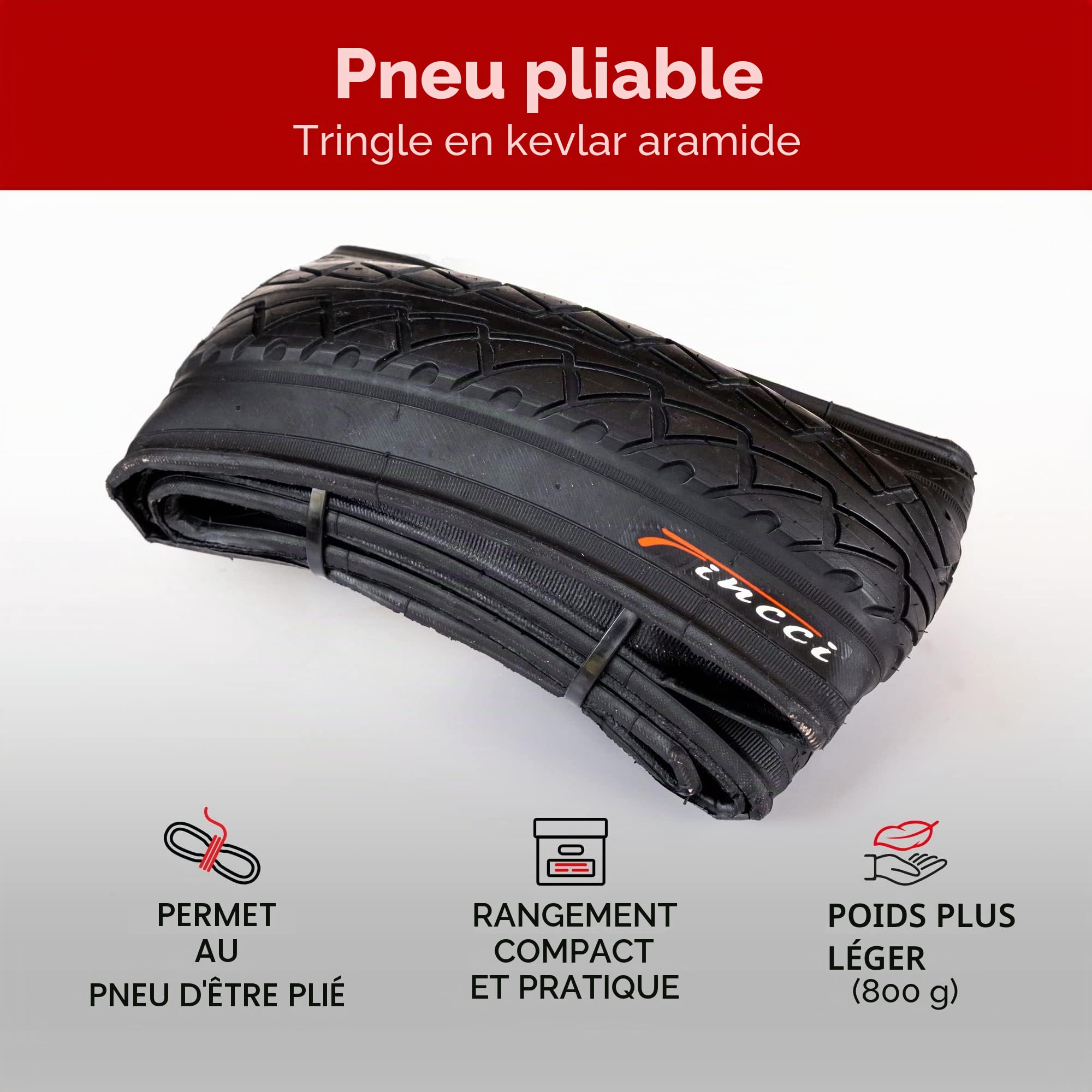 Fincci Pliable Pneu VTT Set Vélo 26 x 2.125 Pouces 54-559 Lisse avec Chambre a Air de Valve pour Route VTT Montagne Hybrid de Velo Bicyclette avec 26x2.125 Pneus