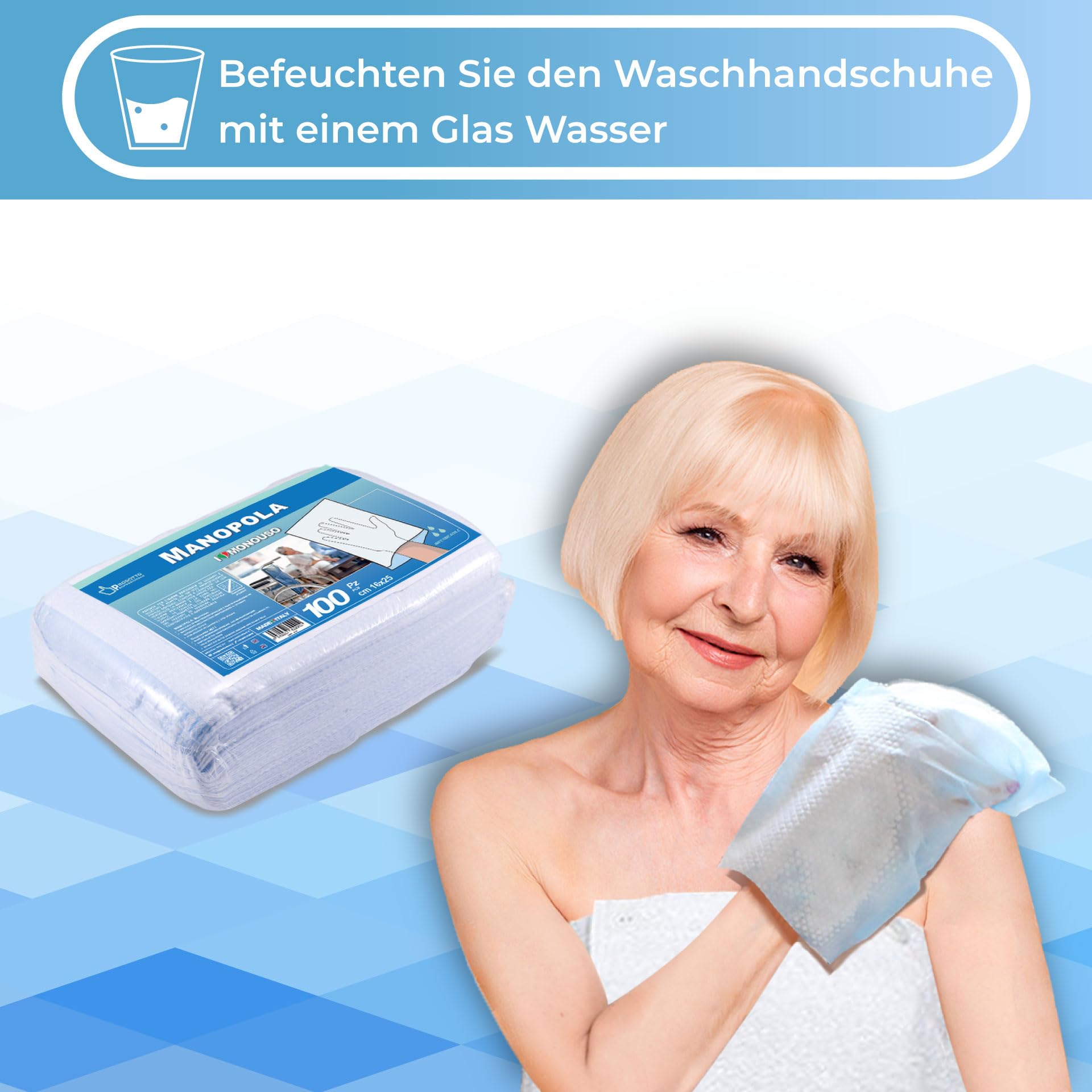 1200 Wasserdichte Einmalhandschuhe zur Reinigung und Hygiene von Patienten, Made in Italy, einwegwaschlappen, swash bathing gloves, octenisept, abena feuchte waschhandschuhe, tiga med waschhandschuhe