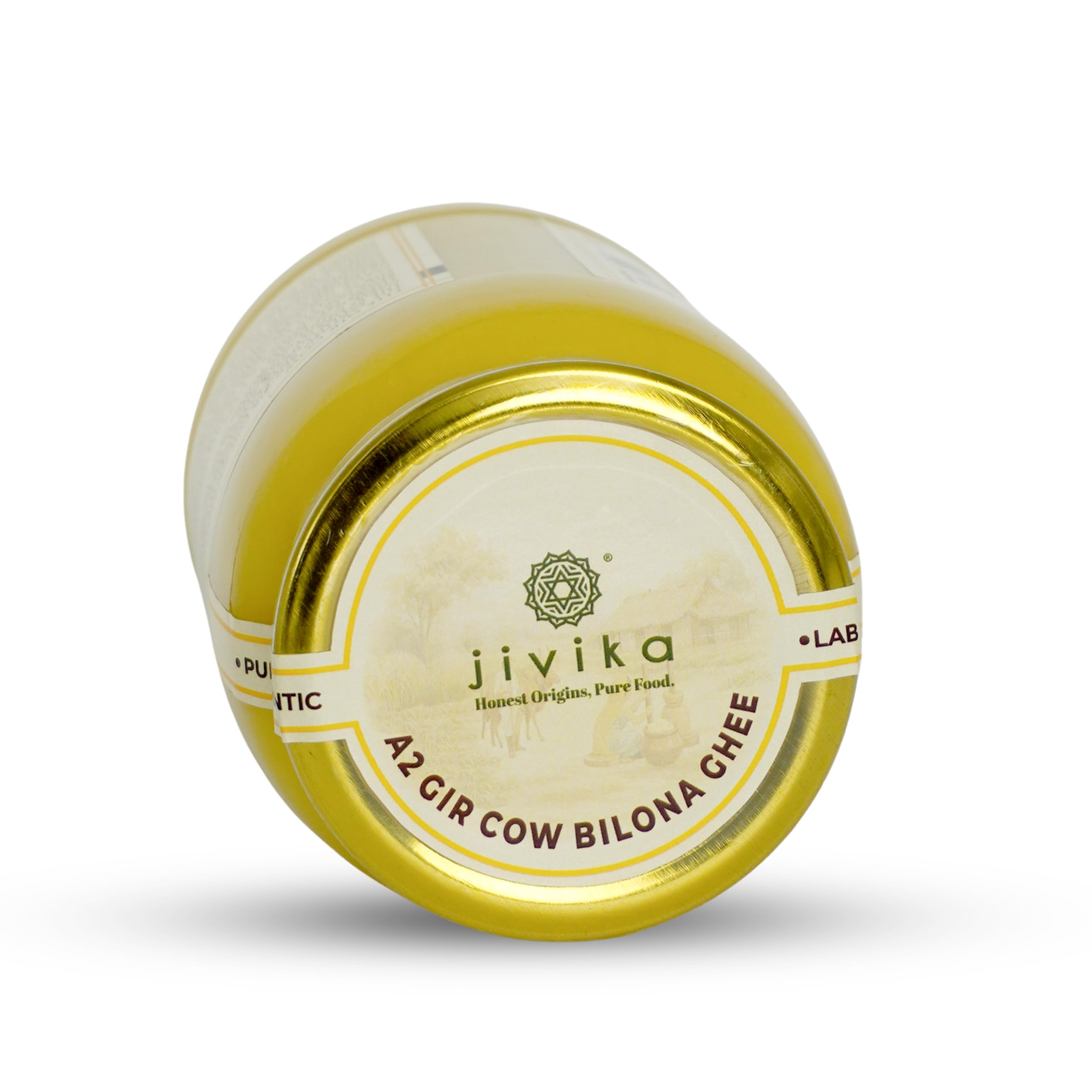 JIVIKA NATURALS Ghee de vaca Gir Gir de alta calidad de 1 litro, probado en leche A2, método védico Bilona, probado en laboratorio, ghee de vaca desi puro, dirección bidireccional, churned from