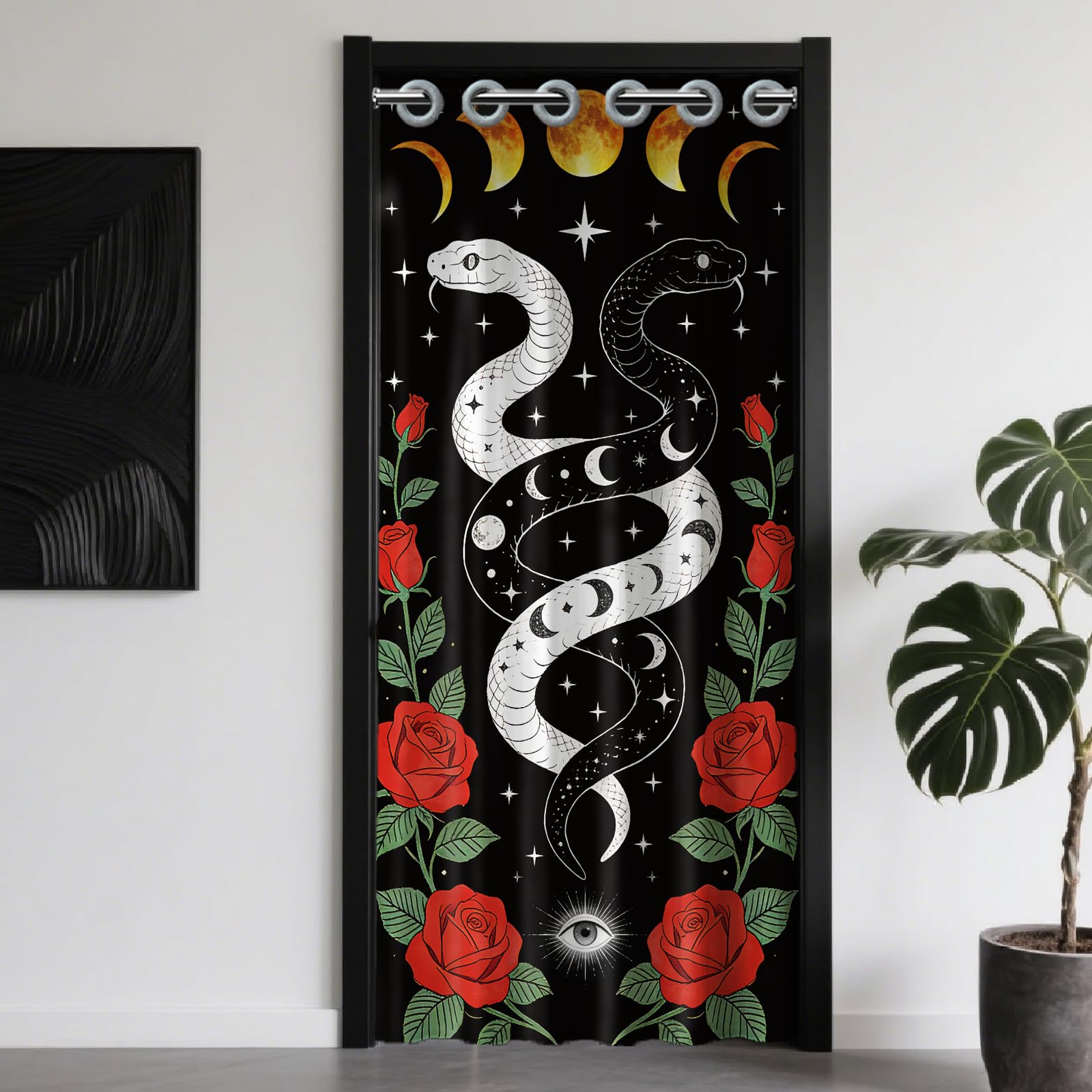 Rideau de porte Yin-Yang en forme de serpent, séparateur pliable de 198 x 99 cm