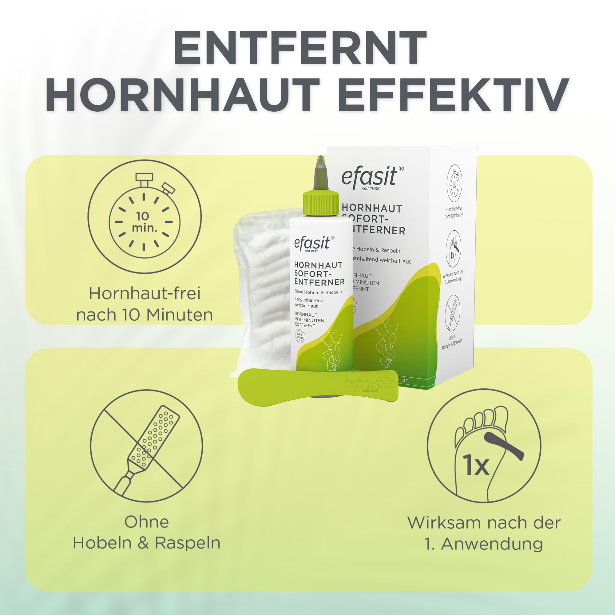 efasit Rimozione istantanea per calli – Elimina i calli in 10 minuti, senza piallare e grattugiare, effetto immediato dopo 1 applicazione, con ingredienti nutrienti, set completo, 200 ml