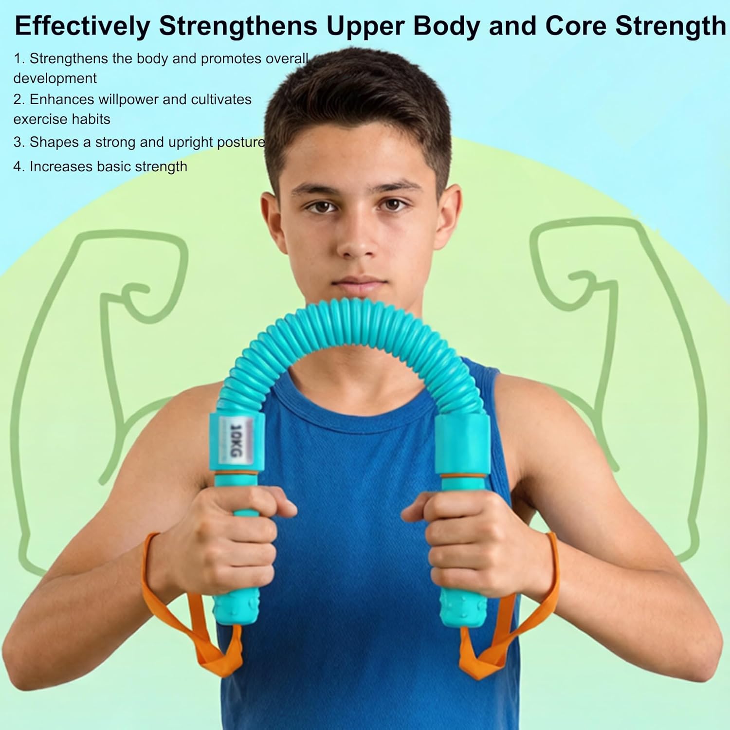 Power Twister Bar, Spring Workout Equipment, Power Twister, 10 kg to 60 kg Chest Expander, Upper Body Exercise for Chest, Forearm, Shoulder, Arm and Bicep