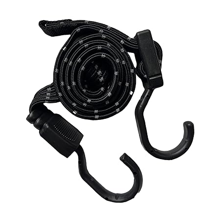 OUTERHIT Bungee Cords for Motorcycle - Reflective Adjustable Bungee Rope Luggage Straps with Stainless Steel Buckle and Scratch-Resistant Hooks (1 Cord)
