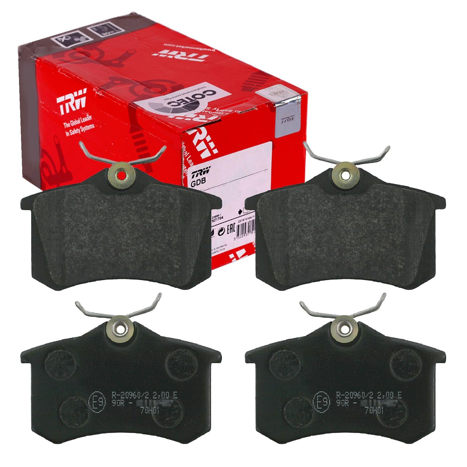 TRW GDB823 Pastillas de Freno Juego de 4 para Seat Ibiza MK II (6K1) 1993-2002 Eje Trasero y Otros Vehículos