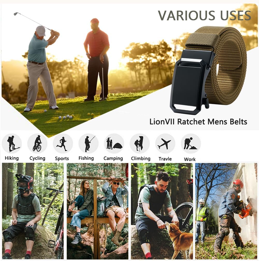 LionVII Ratchet Belts for Men - Fashion Belt Man Nylon Fabric 1 3/8" for Casual Jeans - Adjustable Trim to Fit 27-49" Waist - Image 6