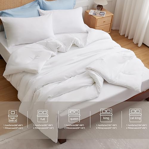 Miniatura 3 de CozyLux Juego de edredón blanco tamaño King, juego de ropa de cama de 3 piezas, transpirable, acolchado, bohemio, edredón de microfibra suave y