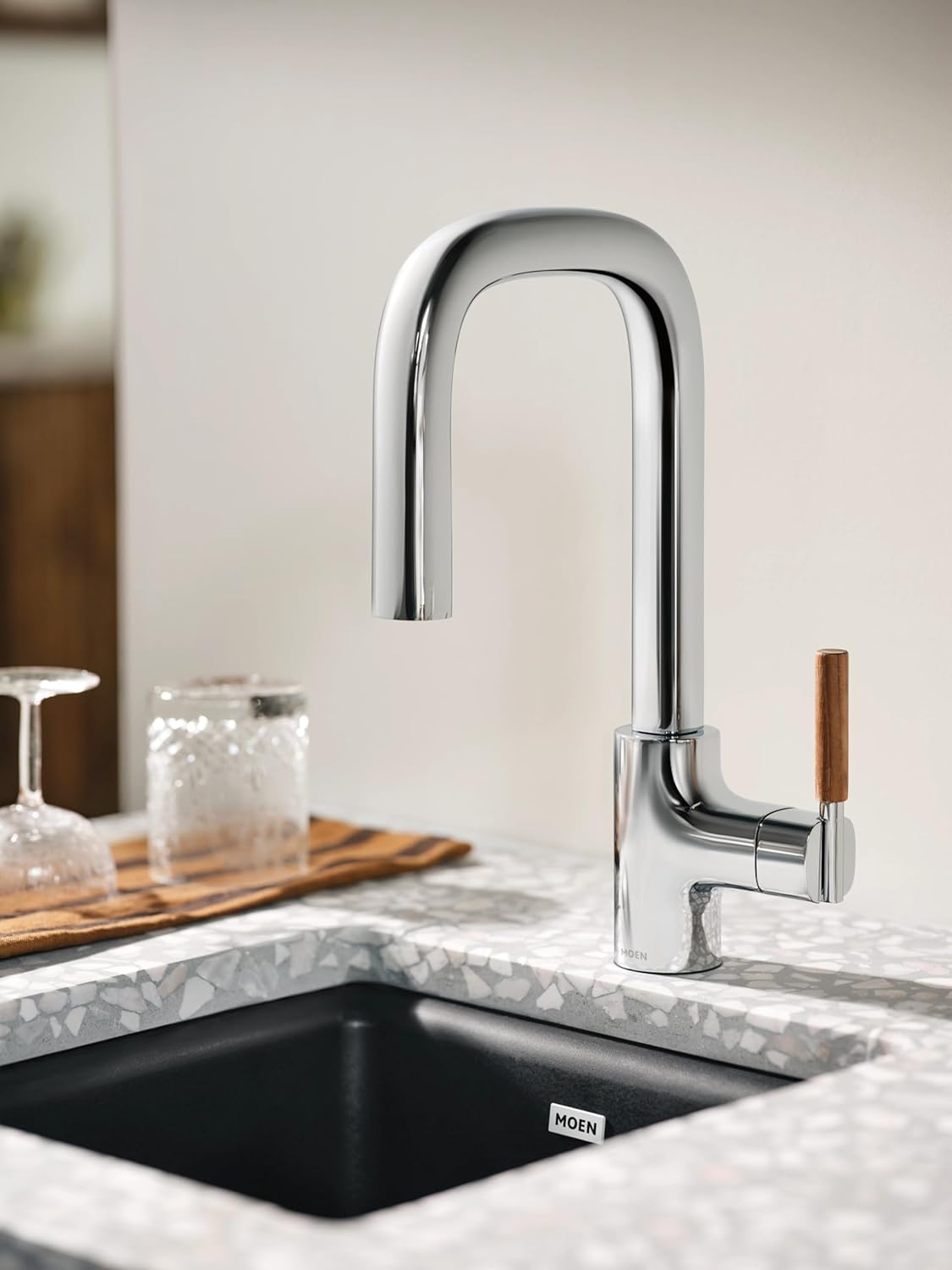 Moen Tenon Chrome One Handle Modern Bar Pulldown Faucet, S64001