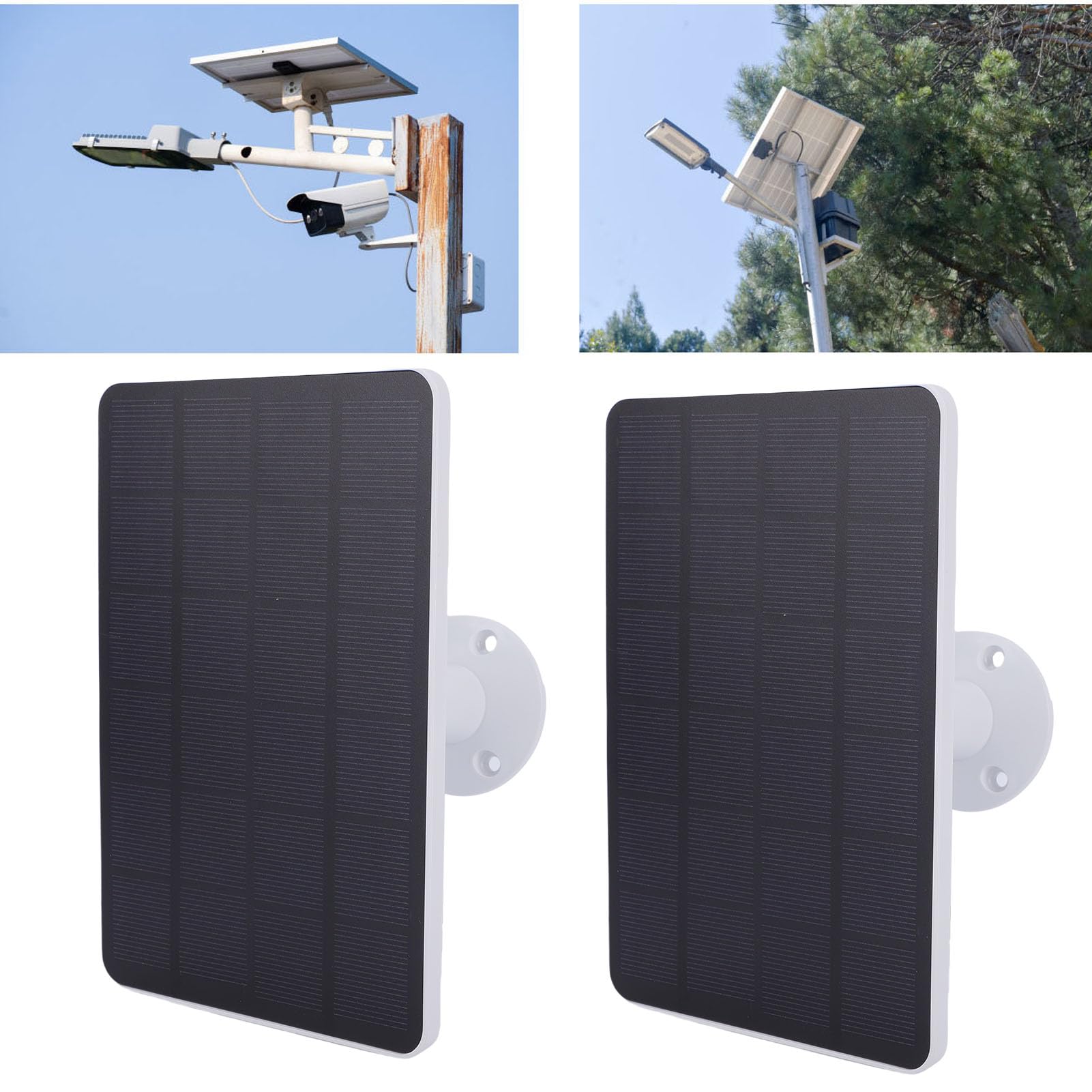 Sxhlseller Pannello Solare di Ricarica da 10 W per Fotocamera con Batteria Ricaricabile Pannello Solare Impermeabile IP65 da 2 Pezzi con Tre Porte per Telecamera di Sicurezza Ad Anello