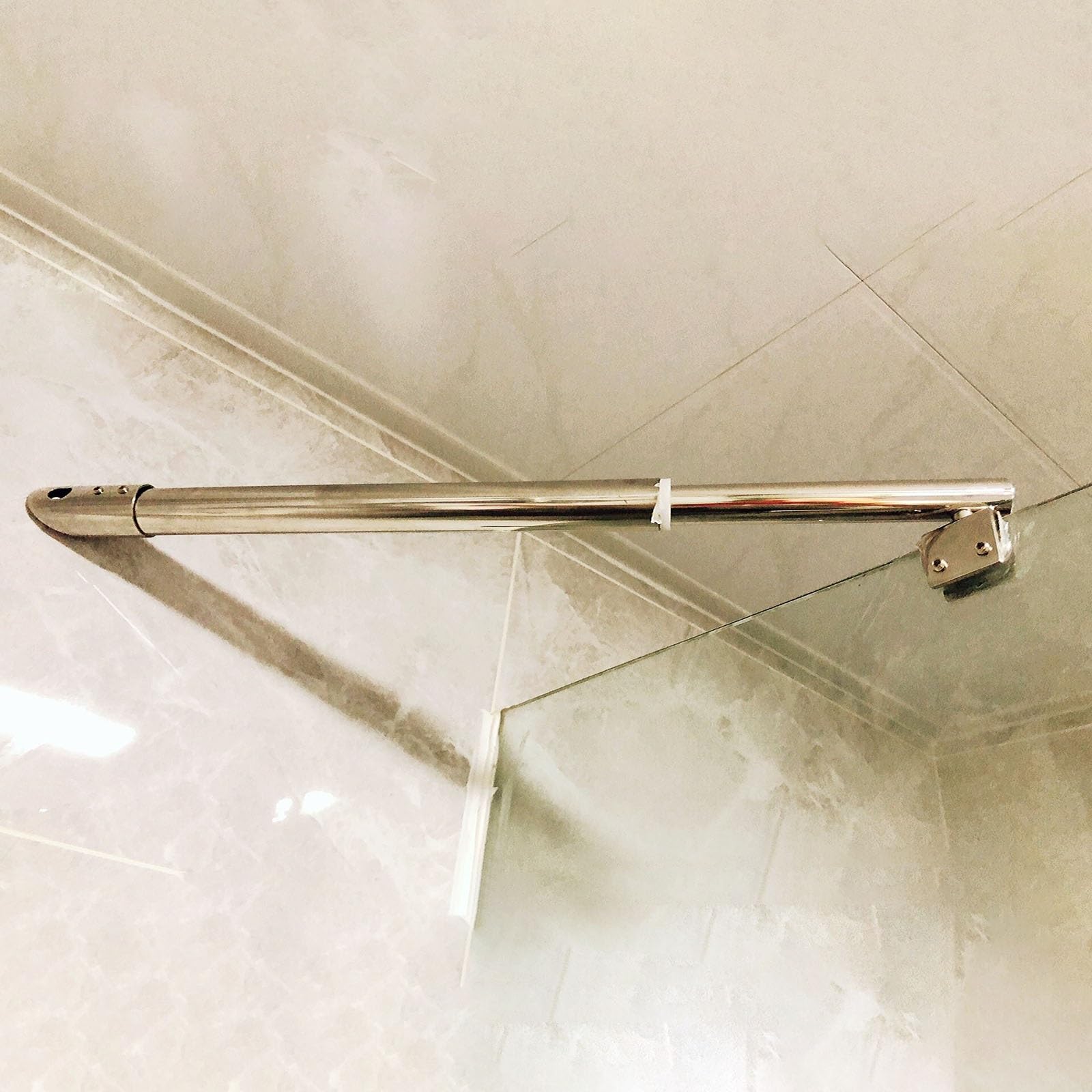 Frameless Shower Glass Wall Brackets, Telescopic Stainless Steel Wall-to-Glass Support Bar with 8-12mm Adjustable Clip, Bathroom Screen Stabilizing Arm(1 Pack,30-50cm(11.8-19.7in))