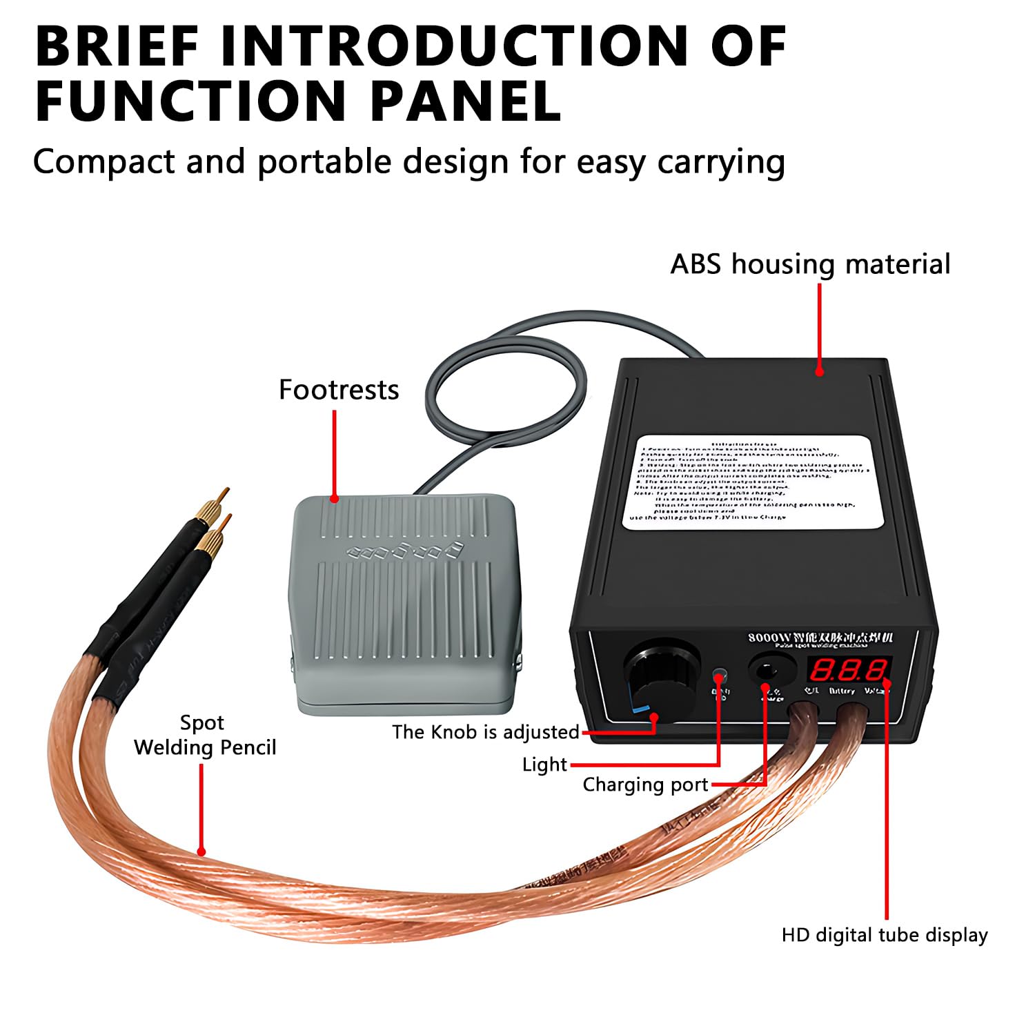 Saldatrice a punti 8000 W per batterie, saldatrice a batteria con pedale in nichel e perno di saldatura a punti, saldatrice manuale ad alte prestazioni per saldatori a batteria 18650