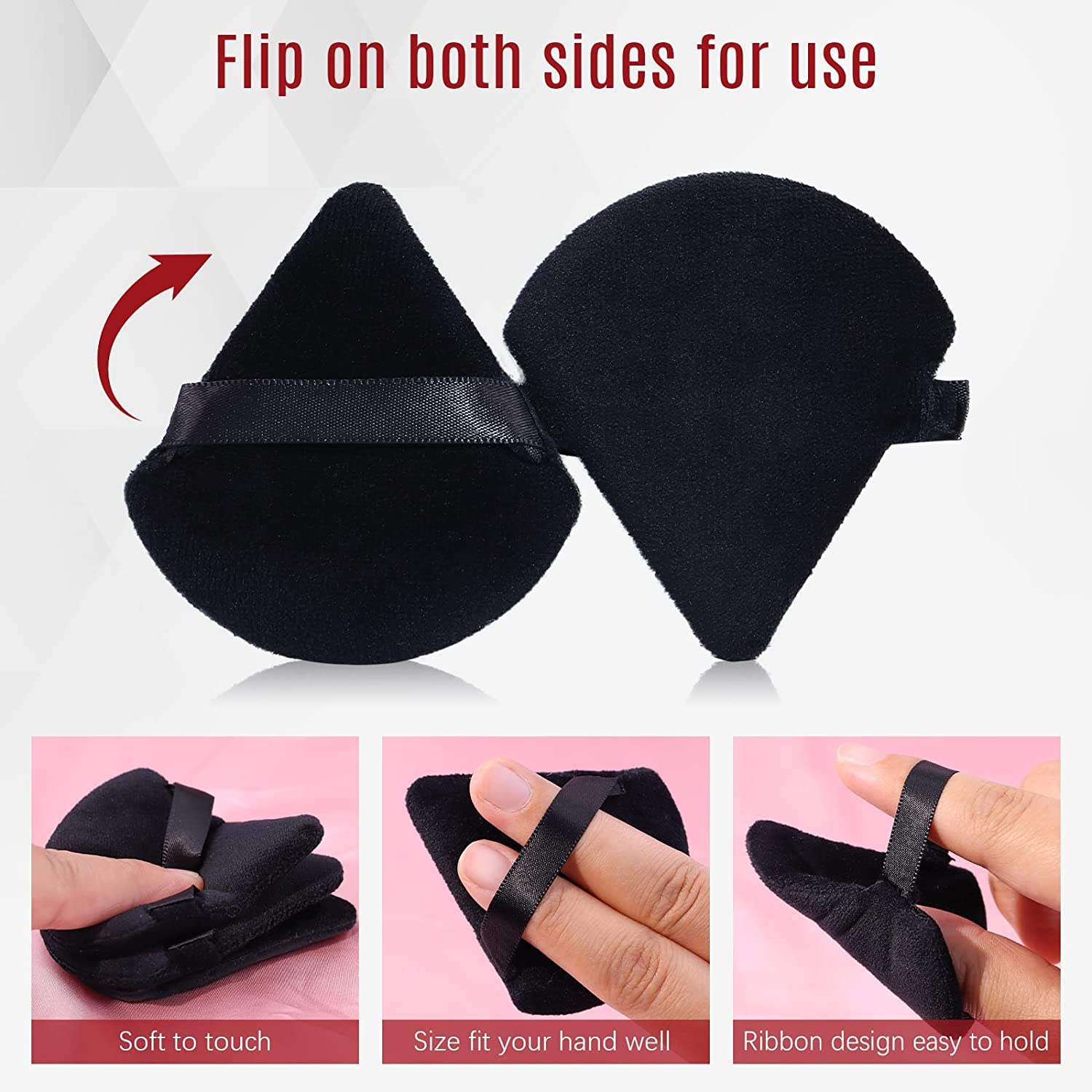 Keli Triangle Powder Puff, Soft Plush Powder Puff, For Loose Powder & Liquid Cosmetic, Makeup Foundation Puff Makeup Tool (3Pcs Triangle Puff) 2