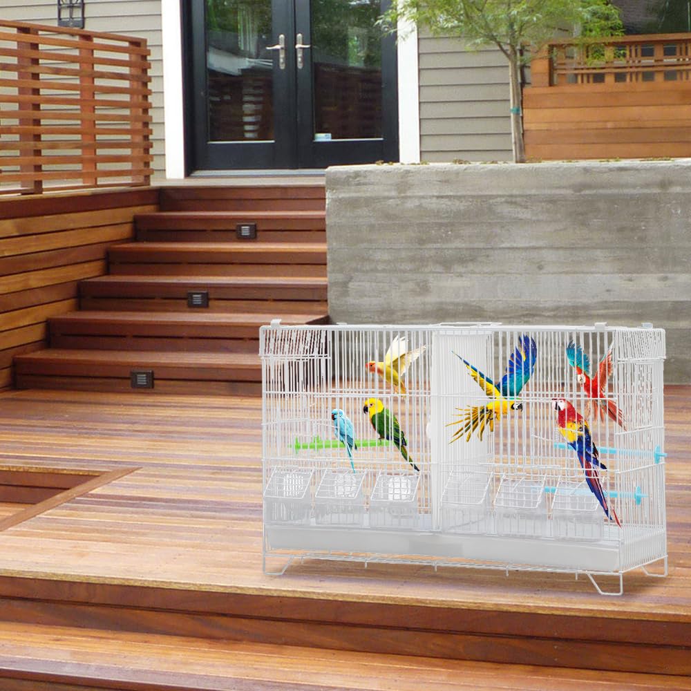 Aviario Interior Jaula de pájaros Exterior de Metal para periquitos, pinzones inseparables Canarios con Red de separación, Bandeja de cajón, Jaula de Loro Mediano y pequeño, 60 x 26 x 39,5 cm