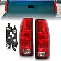 AmeriLite OE Red Halogen Tail Lights Pair for 1988-2000 Chevy Silverado Sierra C/K Tahoe Suburban - Easy Plug & Play Driver Passenger Sides