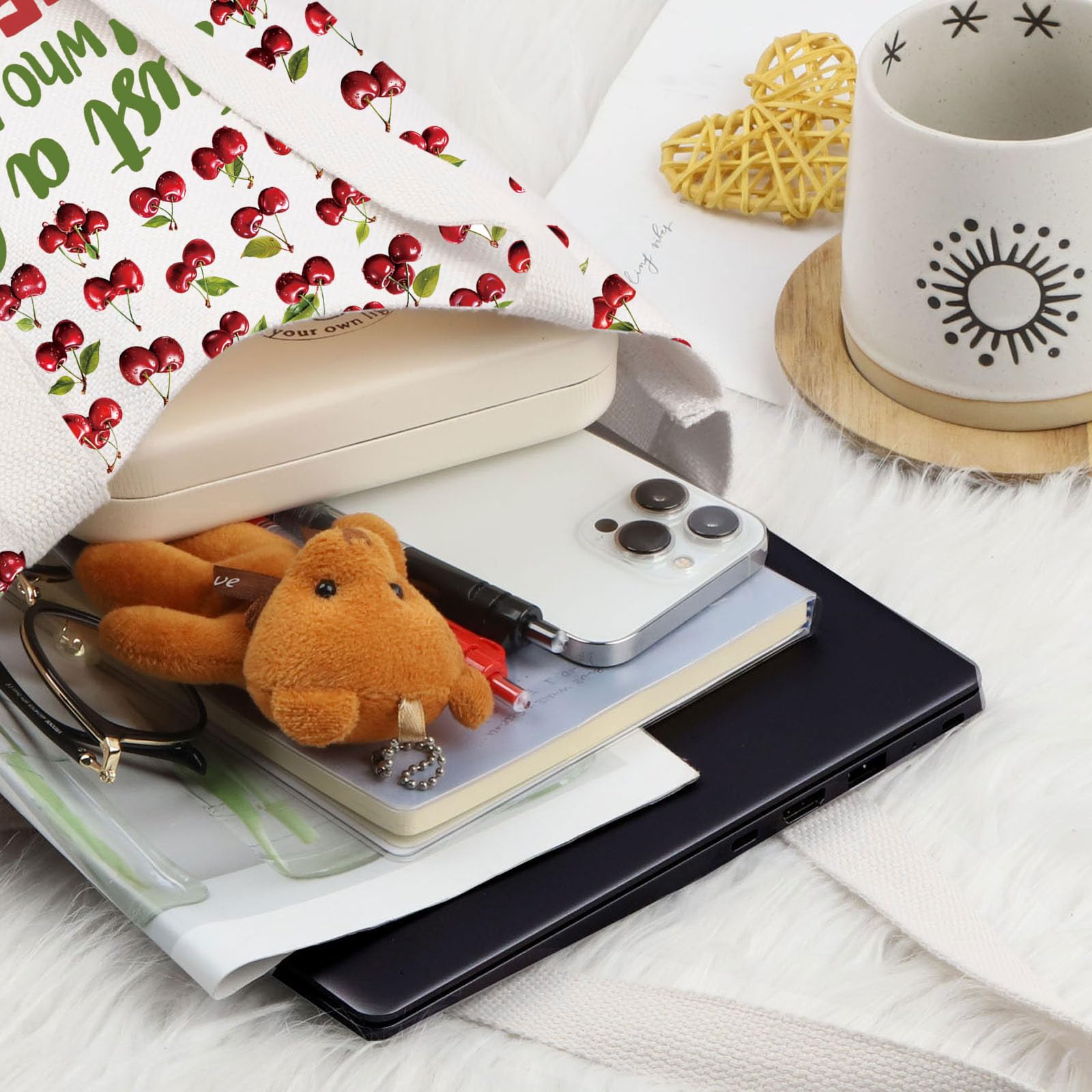 LEVLO Funny Cherry Cosmetic Bag Fruit Lover Gift Just A Girl Who Loves Cherries Makeup Zipper Pouch Bag Cherry Lover Gift for Women Girls Loves Cherries TG - Image 3