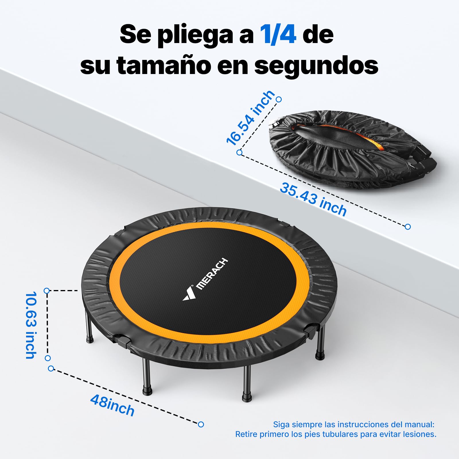 MERACH Trampolin Fitness Adultos 102cm 122cm Camas Elasticas Plegables Carga Maxima 330 LB