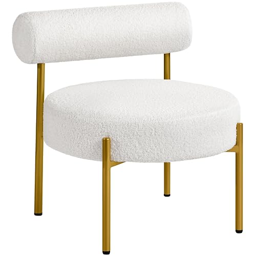Yaheetech Boucle Accent Chair, Modern Tufted Vanity Chair, Cozy Sherpa