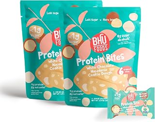 Bhu Foods Keto Bites, White Chocolate Macadamia Cookie Dough, Organic Snacks for Adults & Kids, Gluten Free, Vegan, Low Carb & Sugar, Individually Wrapped (2 Pack)