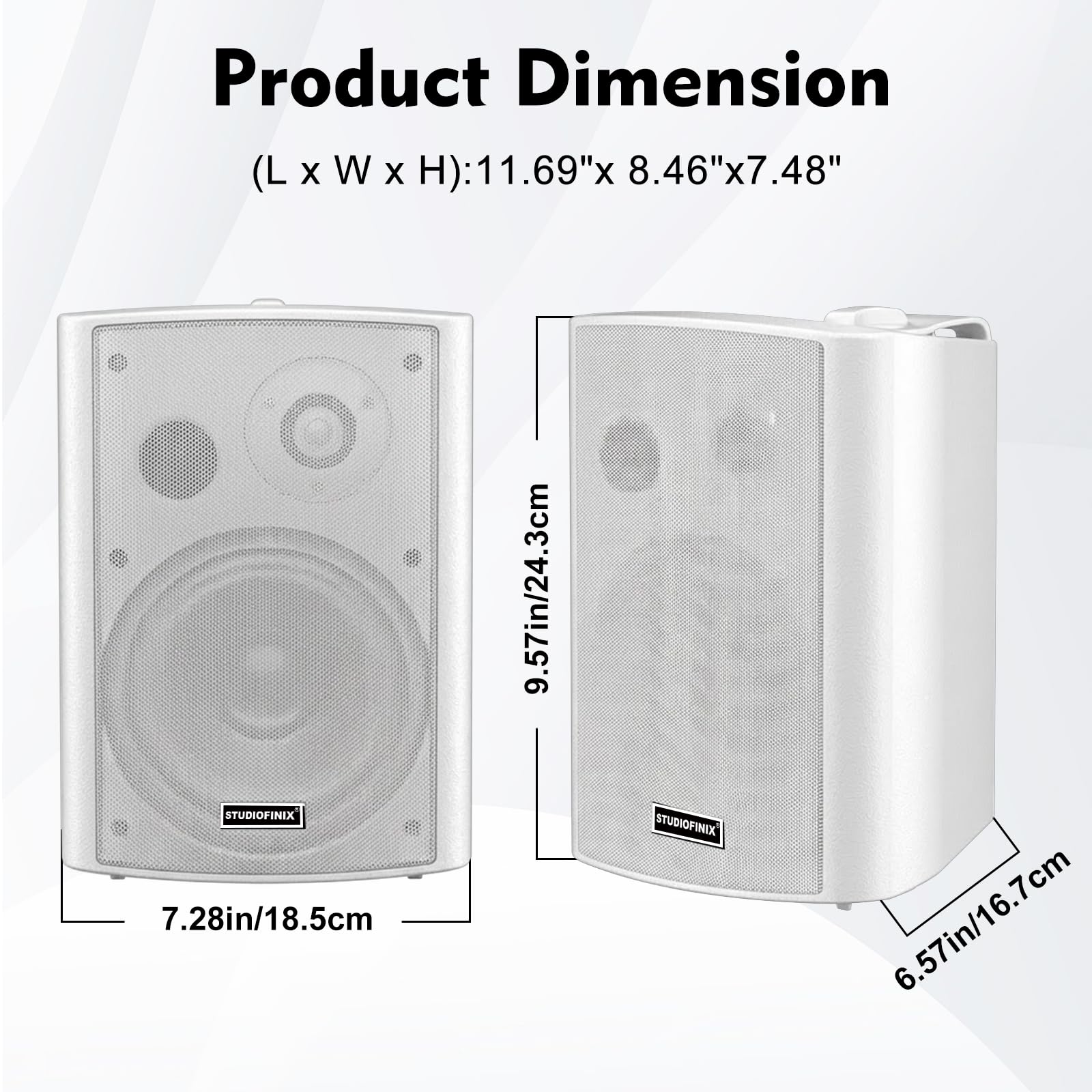 STUDIOFINIX Altoparlanti a parete 5,25" 300W Bluetooth 5.1 Impermeabili, Wireless con sincronizzazione e telecomando IR, interno/esterno, garage e giardino (501BLE, Bianco, Coppia)