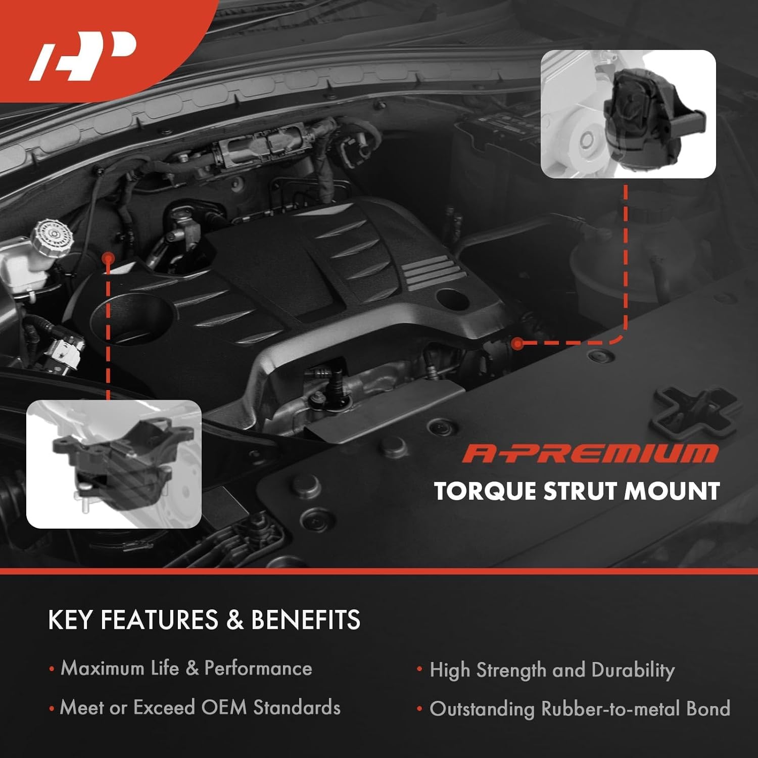 A-Premium Right Upper Side Torque Strut Mount Compatible with Honda CR-V CRV 2017-2022, 1.5L 2.4L