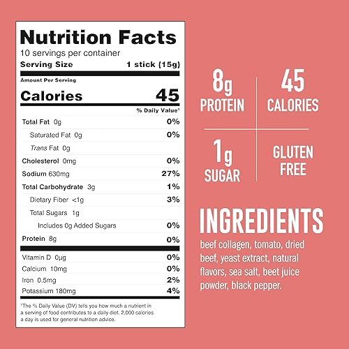 Miniatura 2 de LonoLife Palitos de caldo de hueso de res con sabor a tomate 0.35 oz de proteína, apto para dieta cetogénica, 10 porciones portátiles