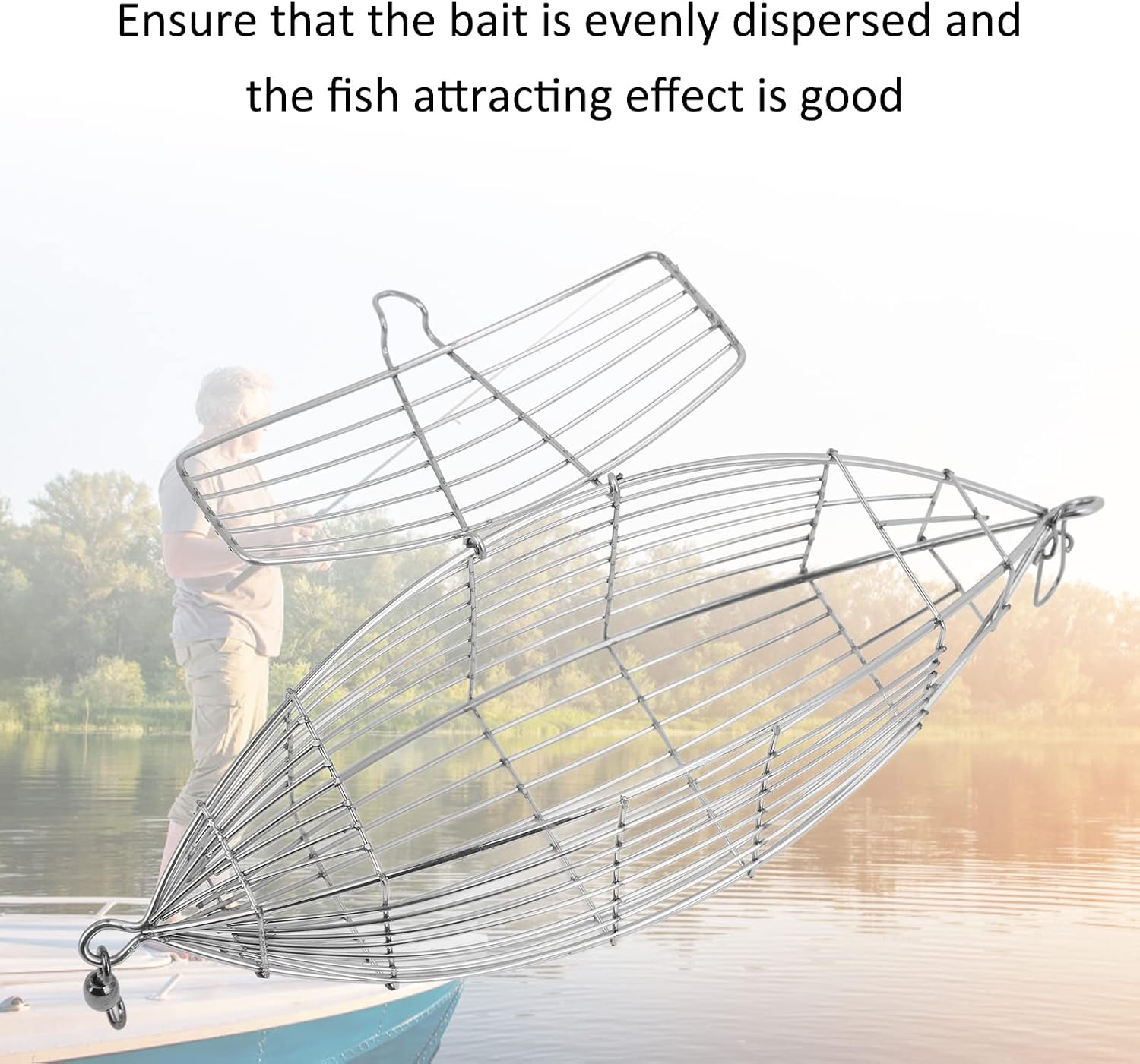 Fishing Bait Cage, Stainless Steel Fishing Feeder Holder for Shrimp Crab Fish Baits(Extra Large)