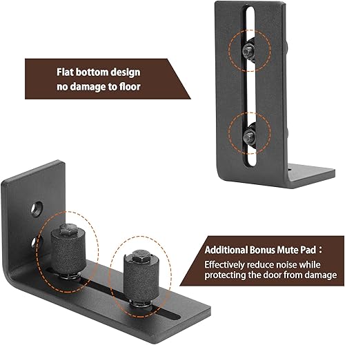 Miniatura 3 de Kit de herrajes para puerta de granero, kit de herrajes para puerta corrediza de granero de 6.6 pies, resistente con guía de suelo ajustable, fácil