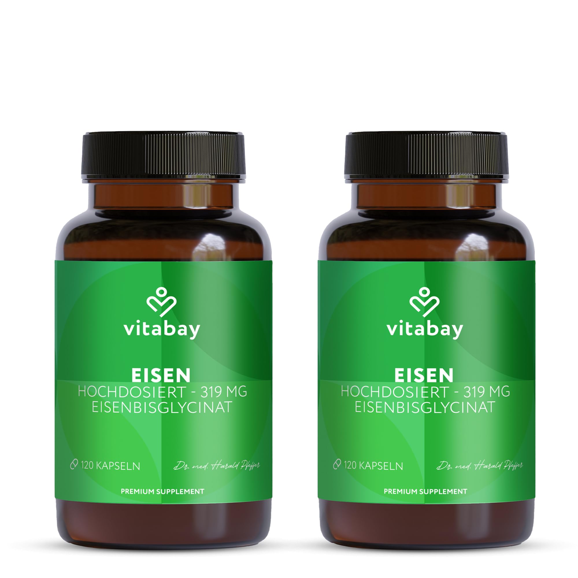 Vitabay Eisen Kapseln hochdosiert – 240 vegane Kapseln mit Eisenbisglycinat – 50 mg elementares Eisen – vegan, laborgeprüft, ohne unnötige Zusätze – 8 Monate Vorrat