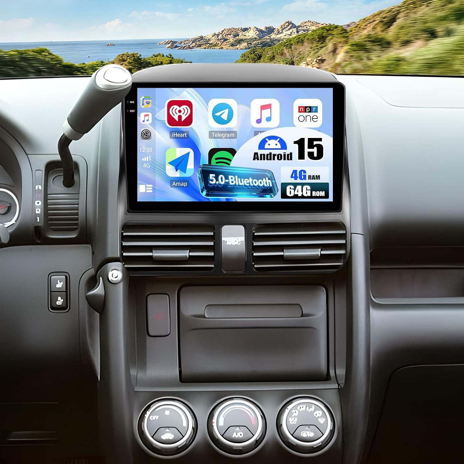 4G+64G Android 15 Car Stereo for Honda CRV 2002 2003 2004 2005 2006 with Wireless Carplay Android Auto Car Radio, 9" 1280 * 720 Incell Touchscreen Bluetooth 5.0 GPS WiFi 32EQ FM/RDS SWC Backup Camera