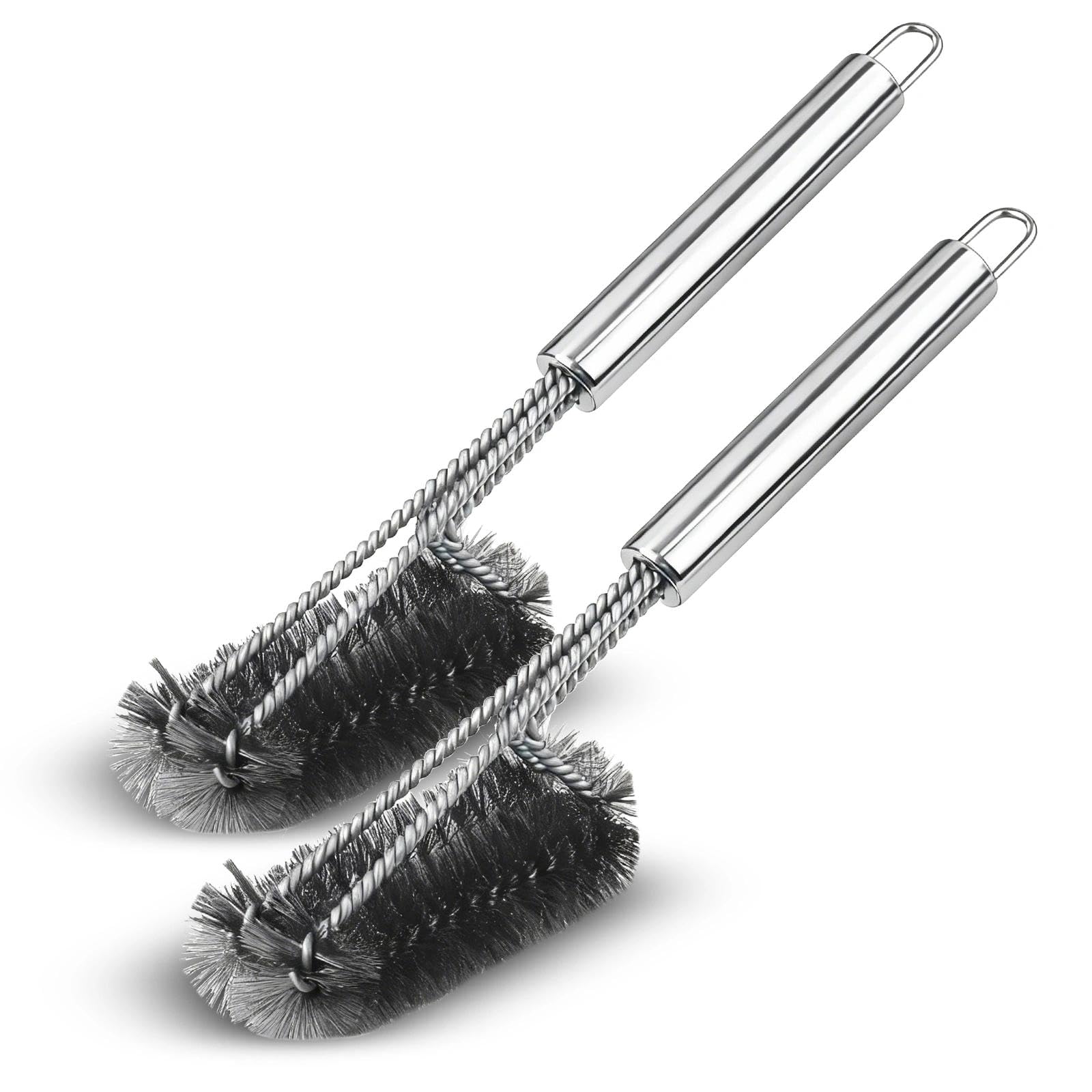Cepillo Barbacoa de Acero Inoxidable, Cepillo para Parrilla, Grillreinigungsbürste, Accesorios Barbacoa, Apto para Barbacoas de Gas, Carbón y Eléctricas (2 Piezas)