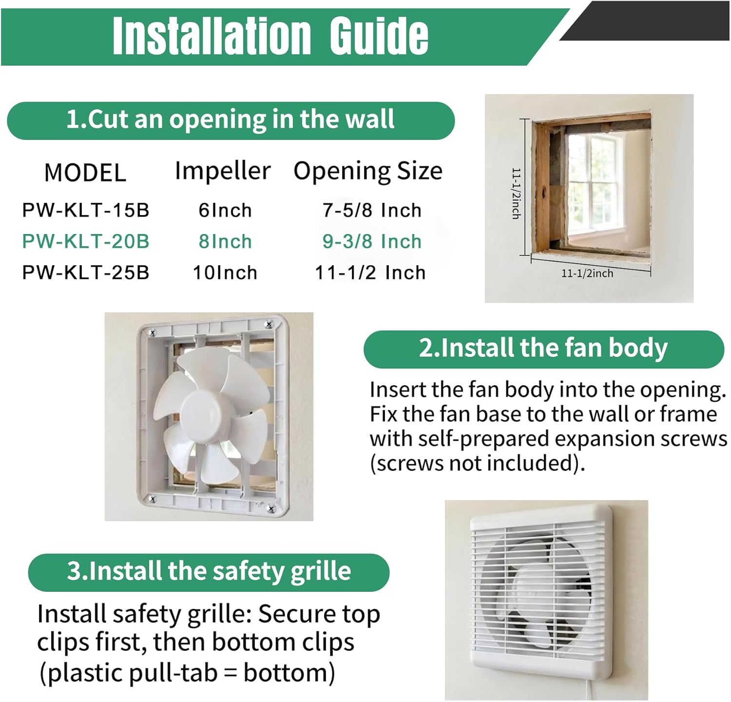 8 Inch Window Shutter Exhaust Fan both Intake & Exhaust,9.5 x 9.5 Inch Cutout,280CFM 35W Wall-Mounted Ventilation Fan for Bathroom Home Bedroom Attic