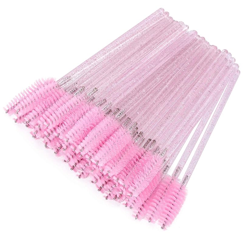 Tbestmax Escovinhas descartáveis para máscara de cílios e sobrancelhas, 300 unidades, Crystal Pink